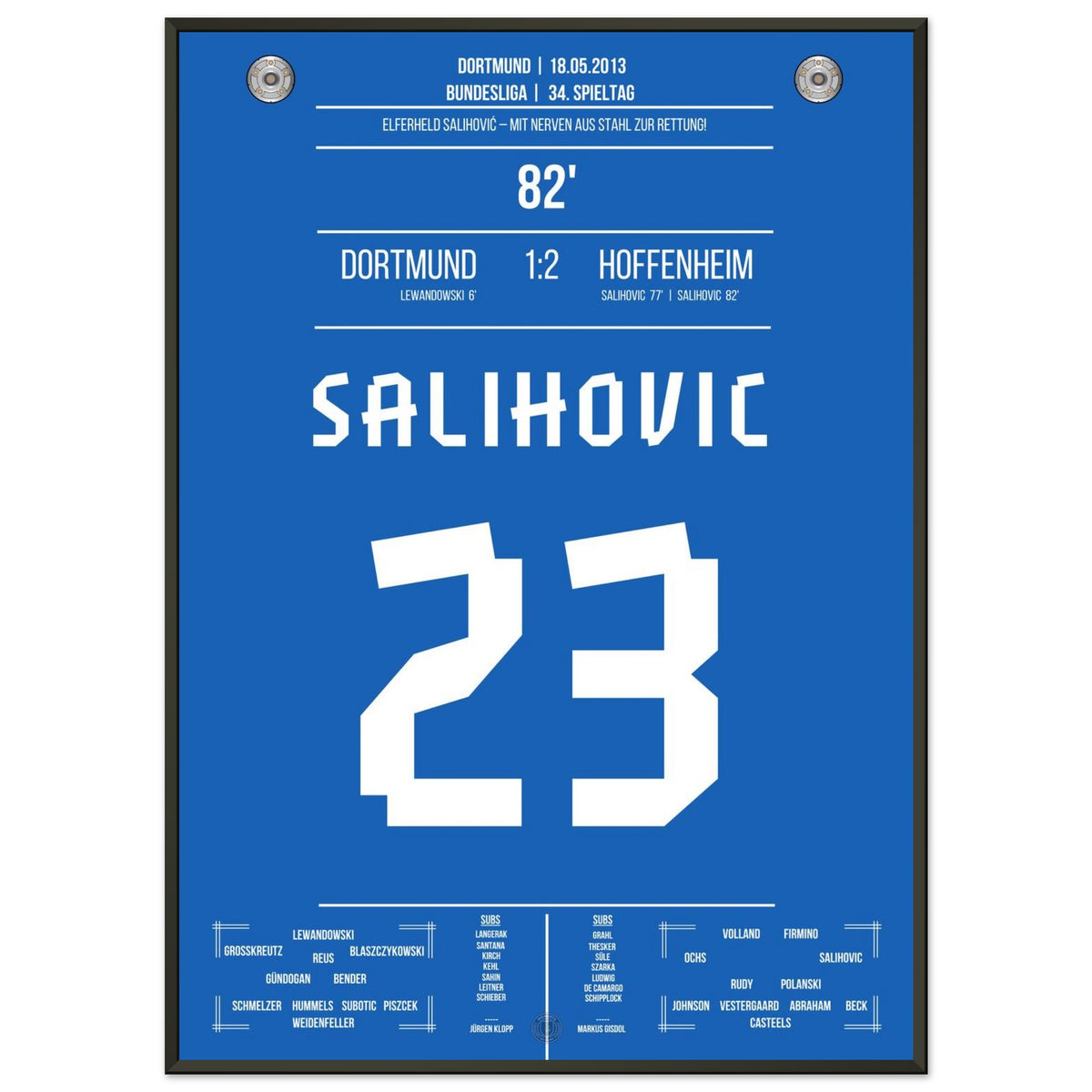 Il rigore di Salihović salva Hoffenheim dalla retrocessione nel 2013