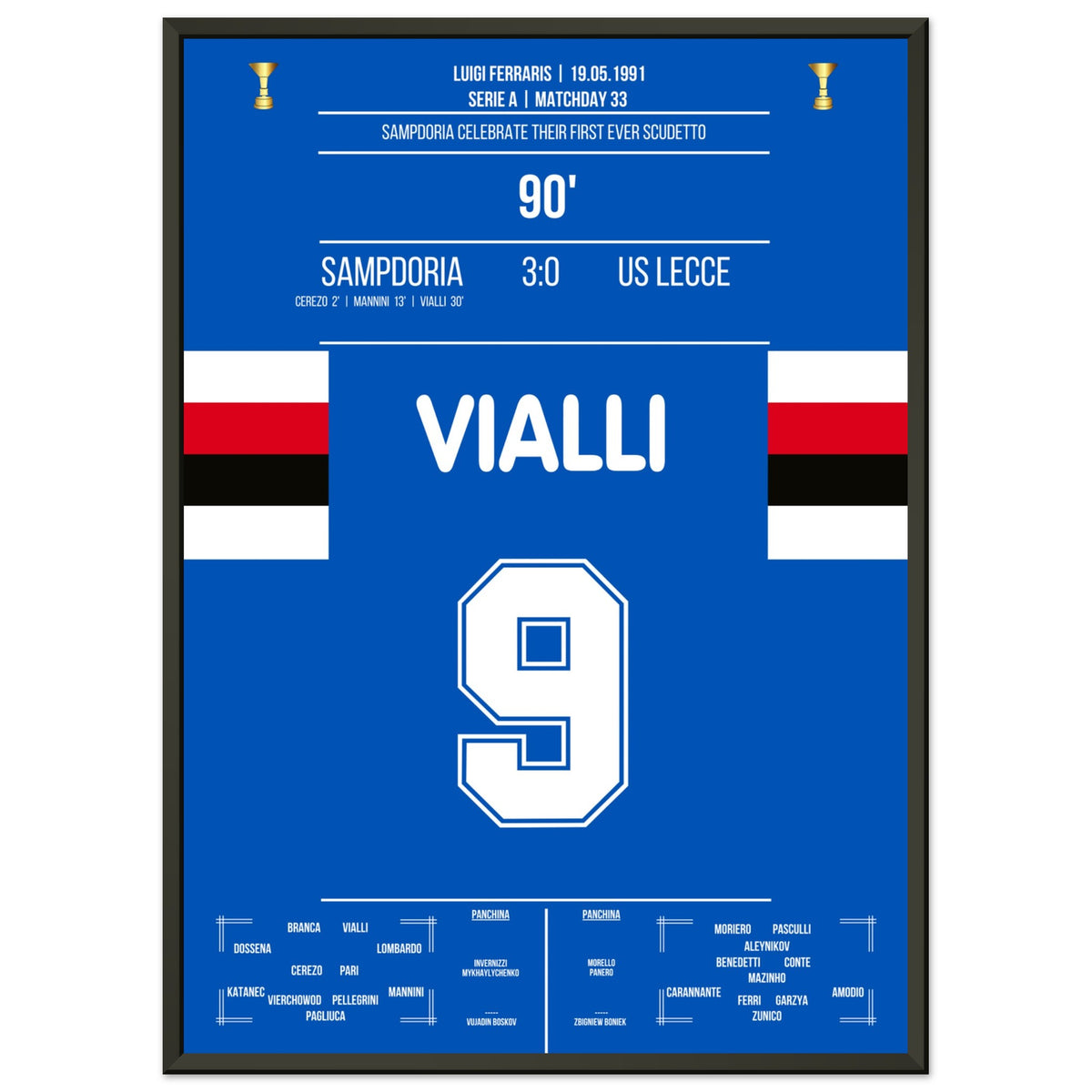 La victoire de la Sampdoria au Scudetto en 1991
