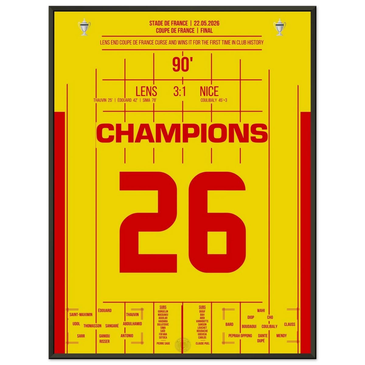 Lens win the first cup title in the club's history