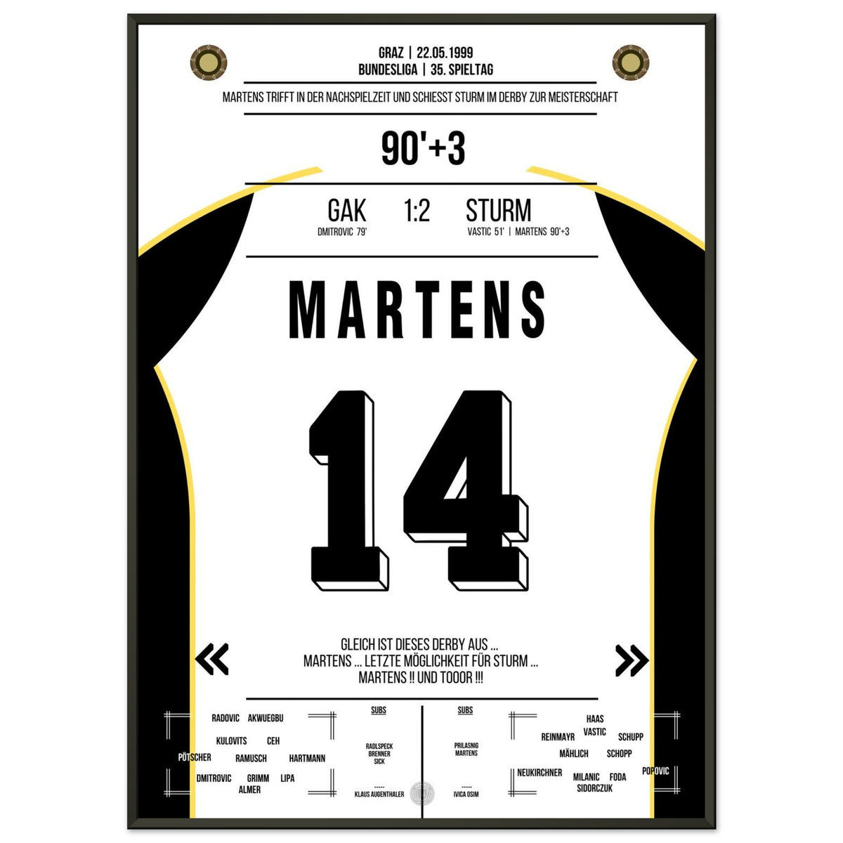 Martens porta lo Sturm Graz al titolo 1999 nel derby
