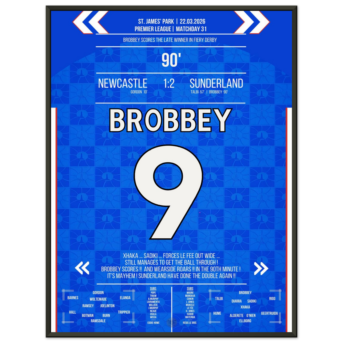 Brobbey's winning goal in the derby at Newcastle