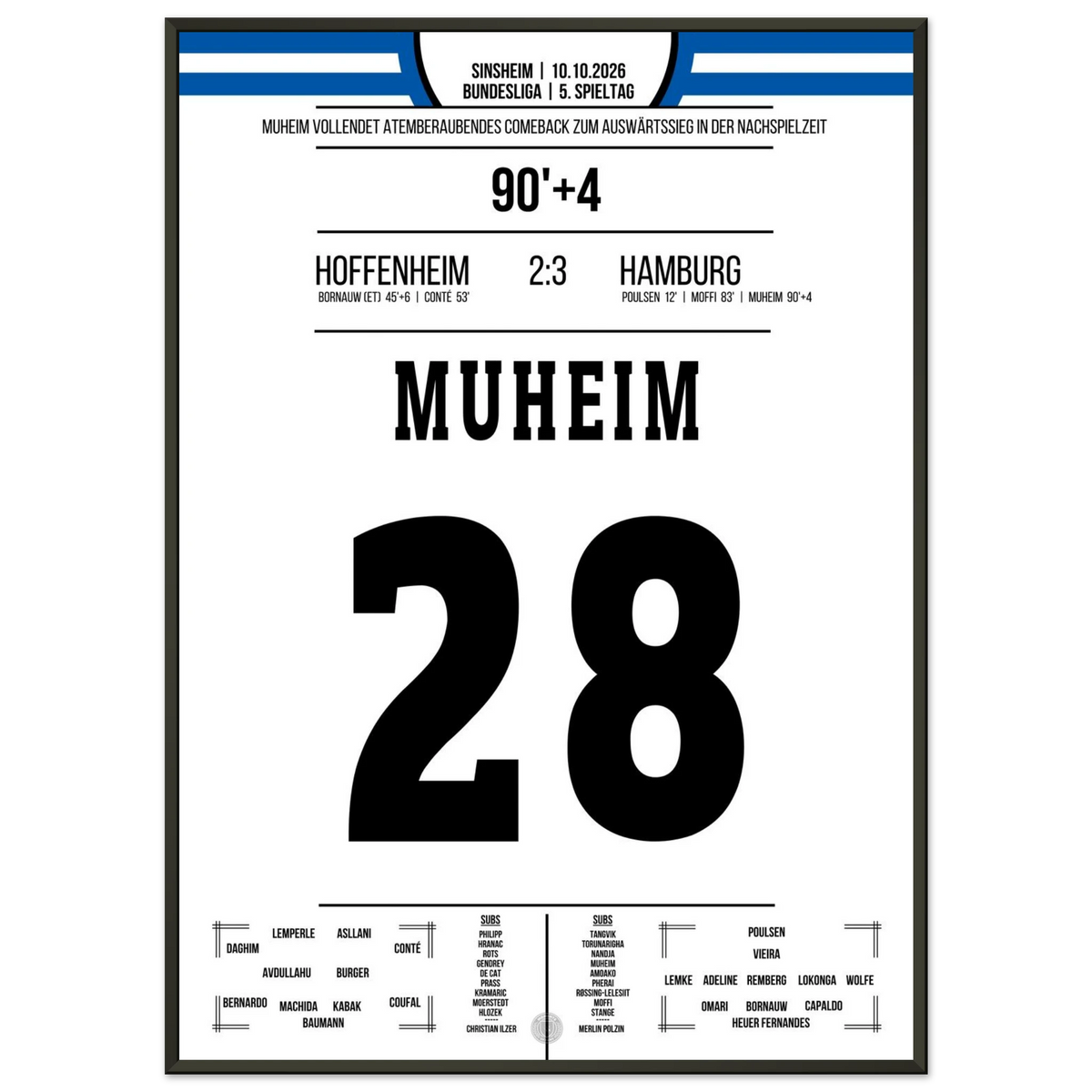 90'+4! Muheim completes legendary comeback win in Sinsheim