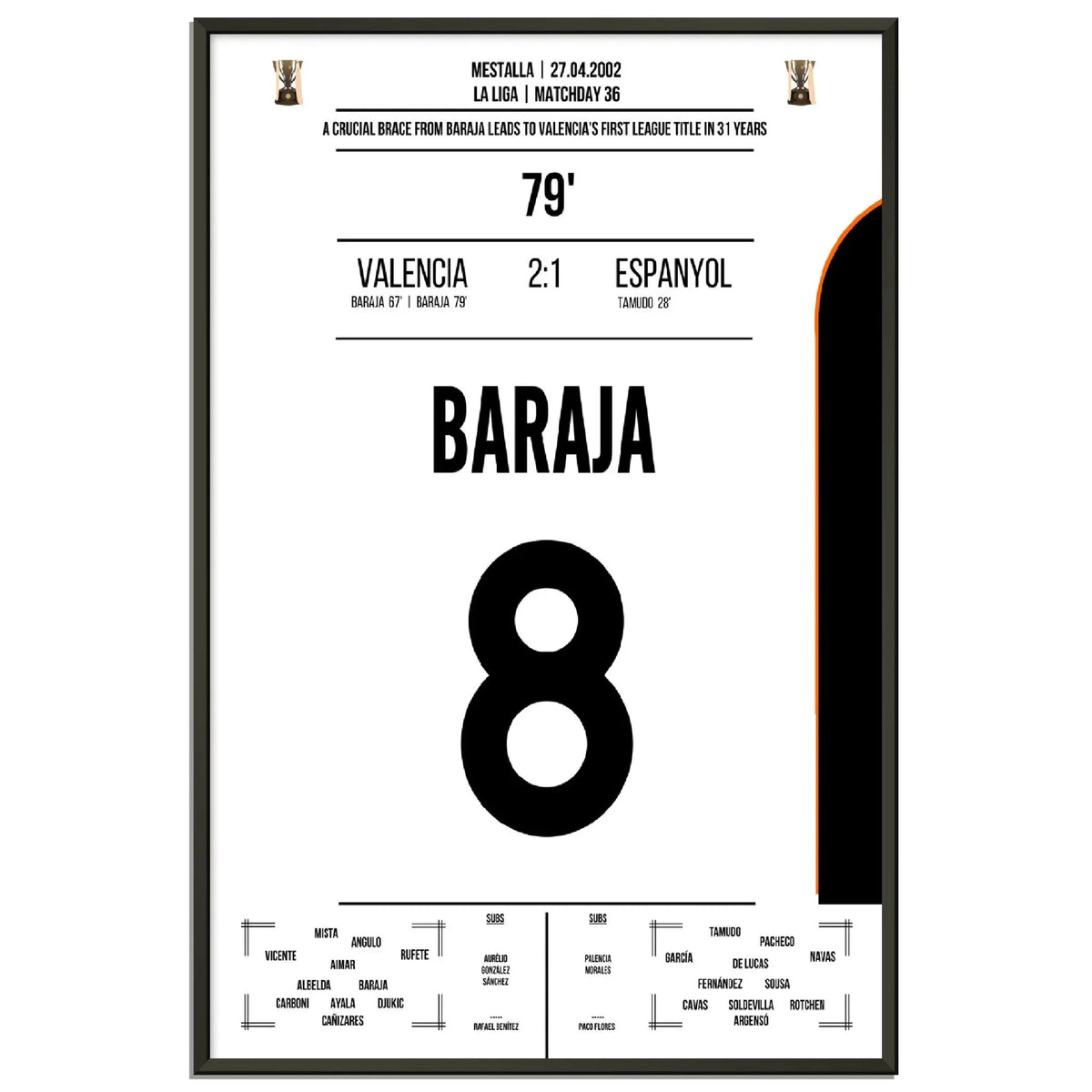 Baraja dreht das Spiel gegen Espanyol auf dem Weg zu Valencia's erster Meisterschaft nach 31 Jahren