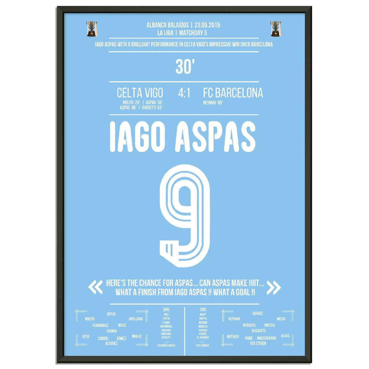 Iago Aspas avec un doublé contre Barcelona en La Liga 2015/16