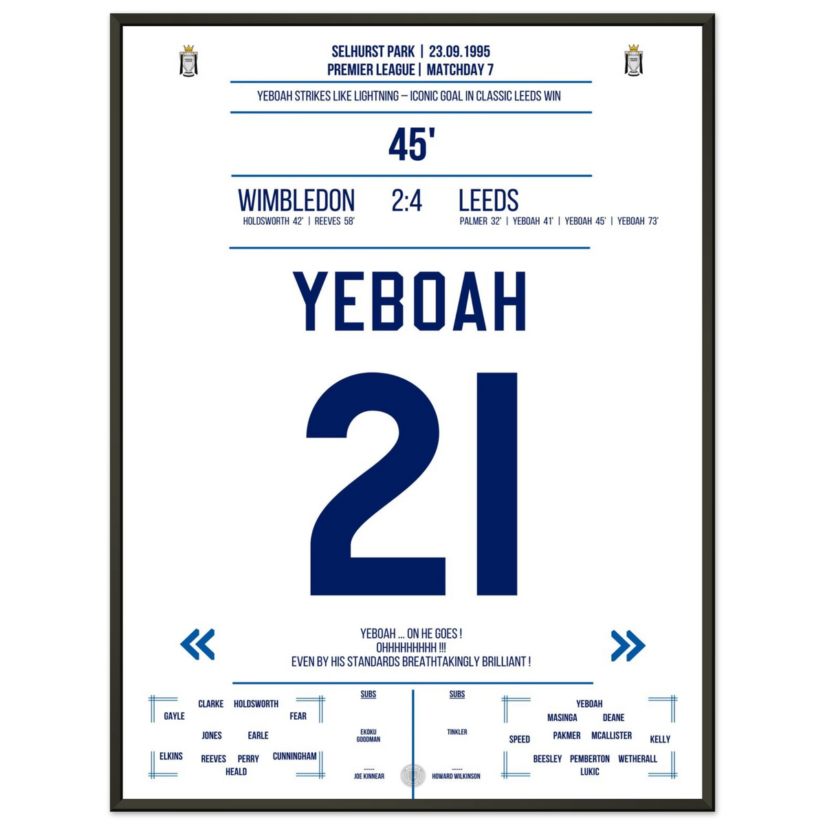 Il gol della stagione 95/96 di Yeboah contro Wimbledon