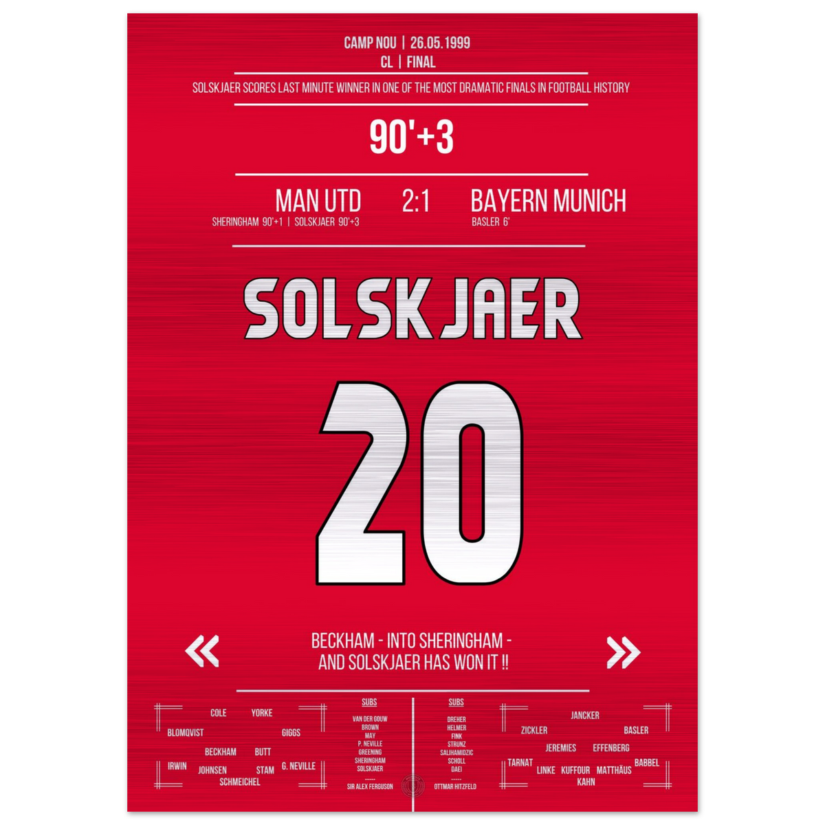 Solskjaer Scores in the Most Memorable Comeback in History in the 1999 Final against Bayern – Metal Edition