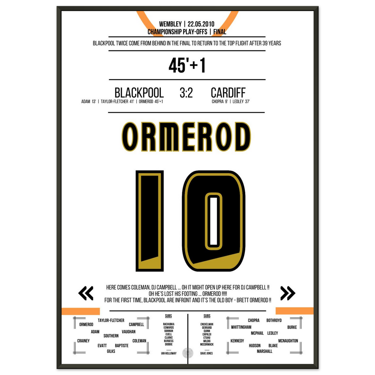 Gol di Ormerod e il Blackpool festeggia la promozione in Premier League