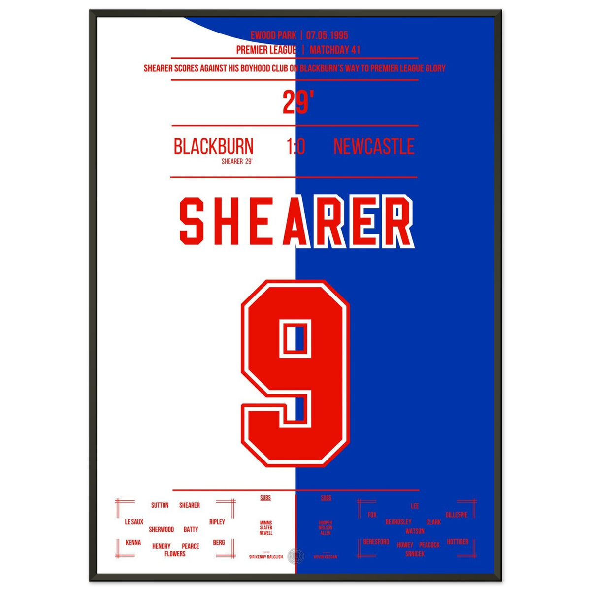 Il gol vittoria di Shearer contro il Newcastle porta il Blackburn verso il titolo di PL.