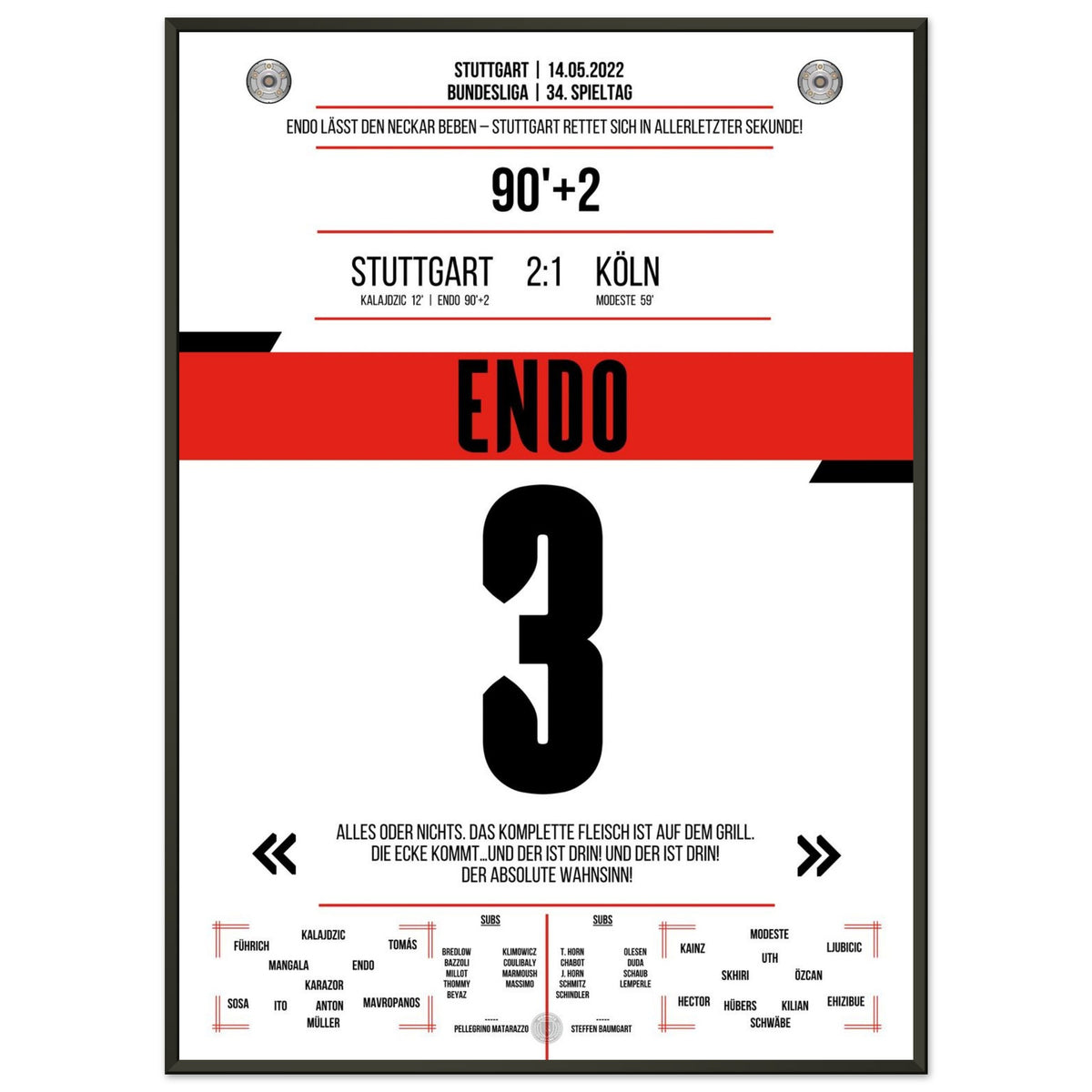 Staying up at the last second! Captain Endo scores the winning goal against Cologne | Quote Version