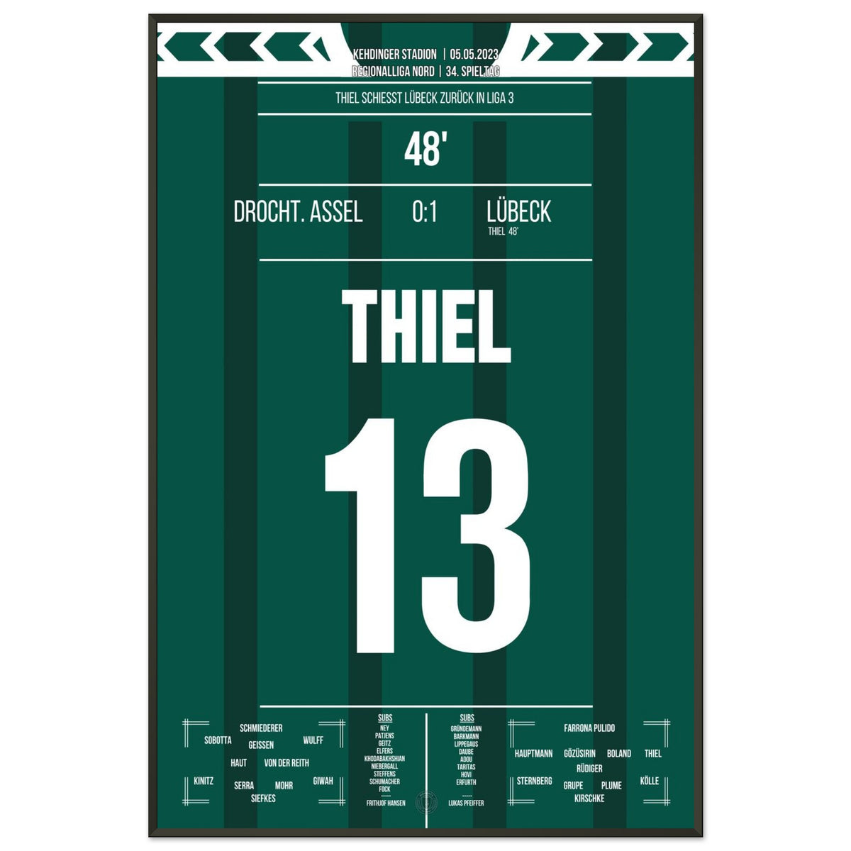 Thiel scores and Lübeck returns to League 3.
