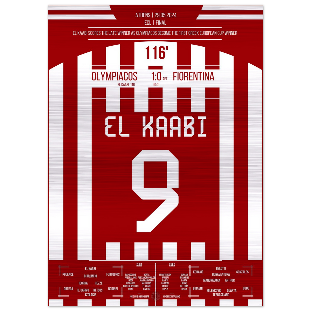 (Metal Print) El Kaabi schießt Olympiacos zum ersten europäischen Titelgewinn der Geschichte