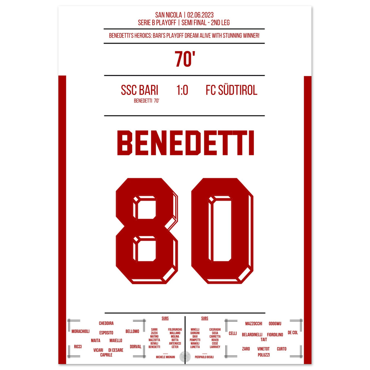 Benedetti shoots Bari into the Playoff Final 2023
