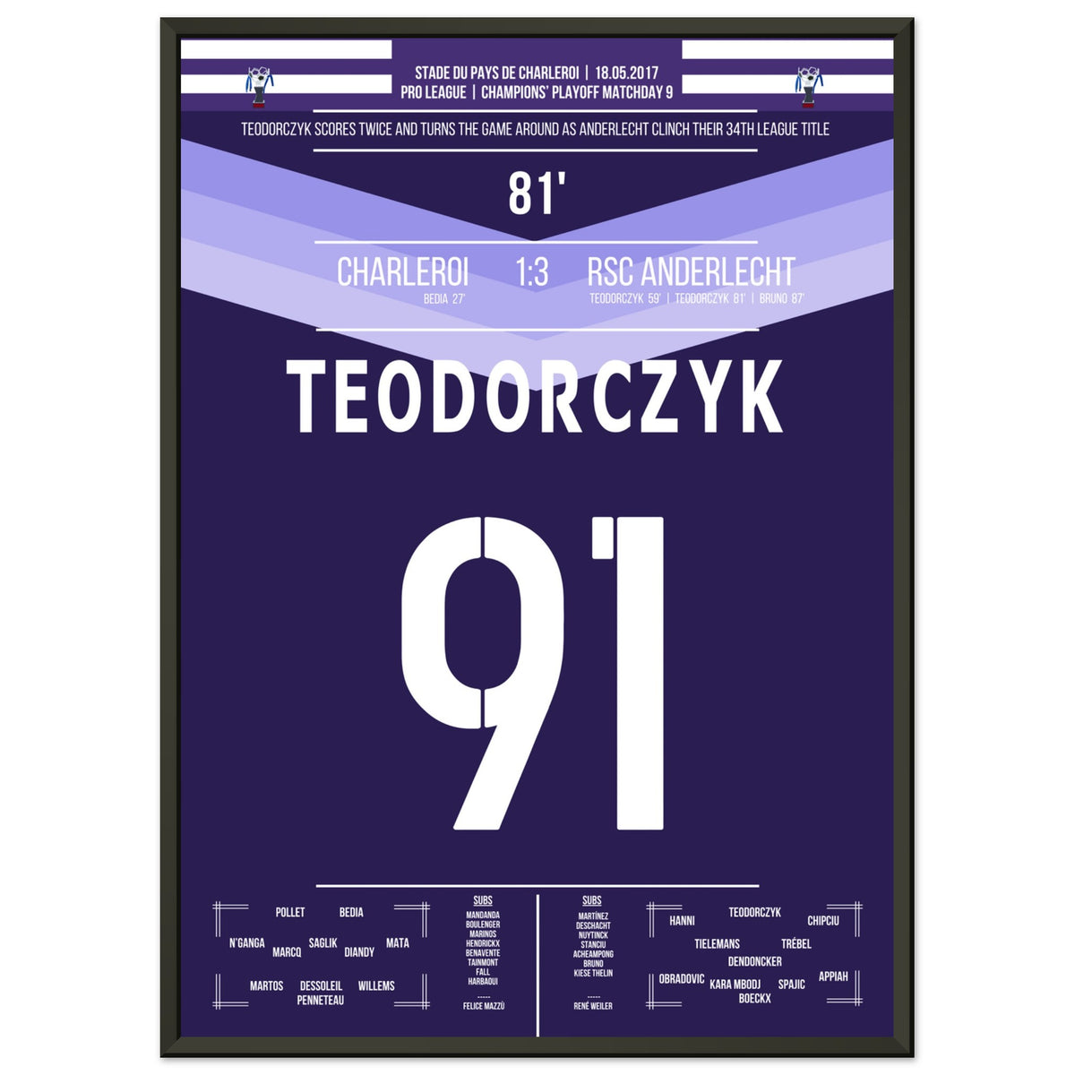 Teodorczyk schiesst Anderlecht zur 34. Meisterschaft