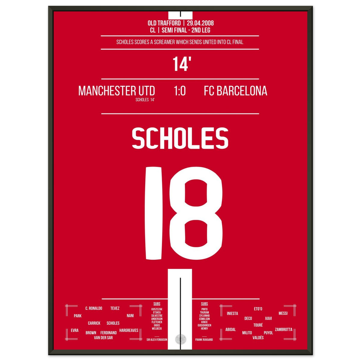 Scholes segna un gol da sogno e porta il Manchester United in finale nel 2008.