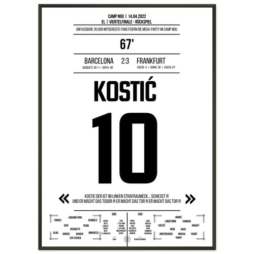 La grande prestazione di Kostic alla grande festa di Francoforte al Camp Nou