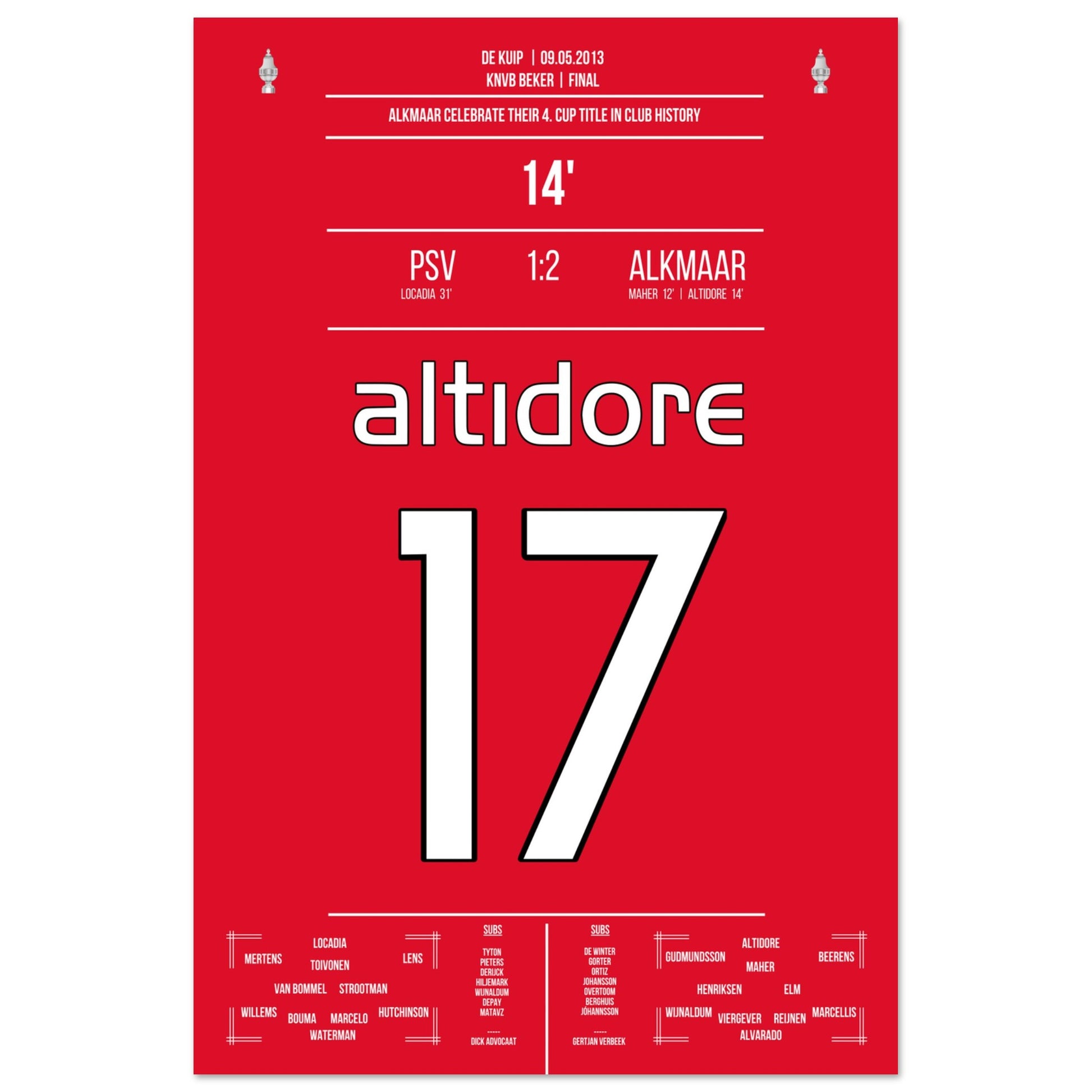 Alkmaar gewinnt zum vierten mal in der Vereinsgeschichte den Pokal 60x90-cm-24x36-Ohne-Rahmen