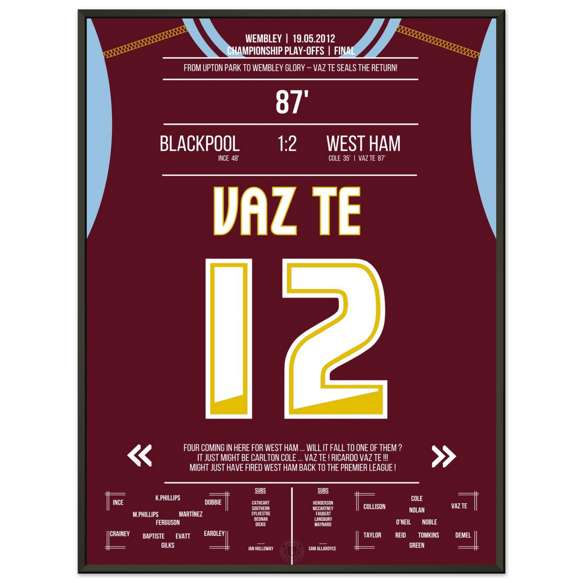Vaz Te hämmert West Ham zurück in die Premier League