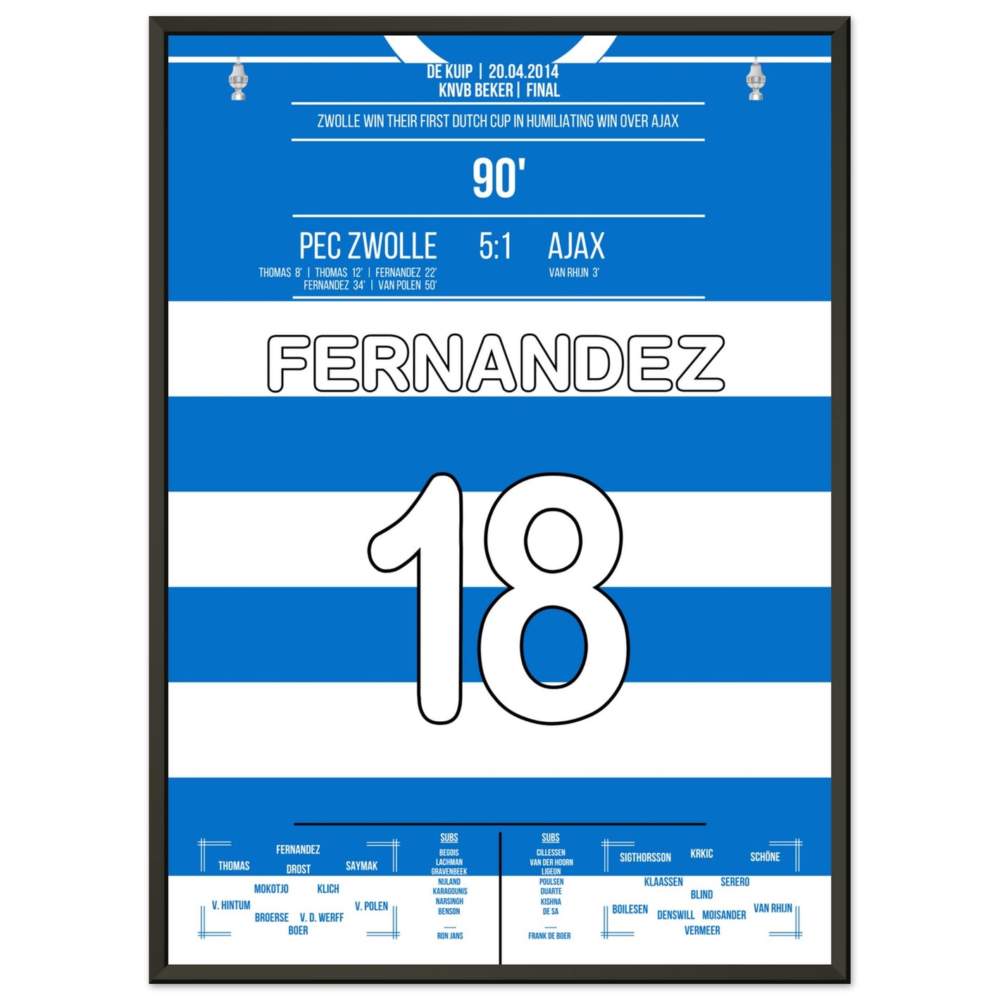 Zwolle's erster Pokalgewinn in 2014 50x70-cm-20x28-Schwarzer-Aluminiumrahmen