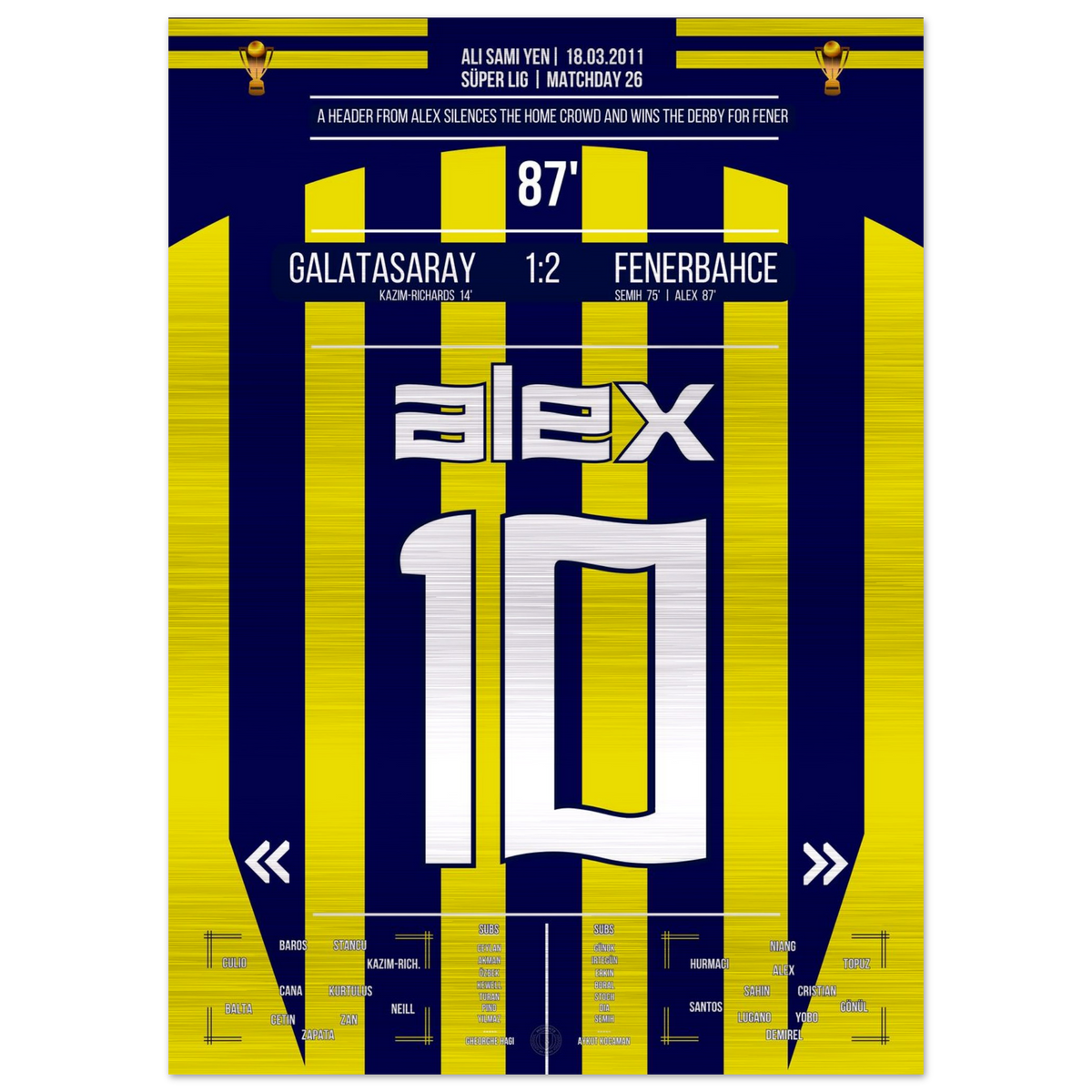 (Metal Print) Alex scores the derby-winning goal for Fener