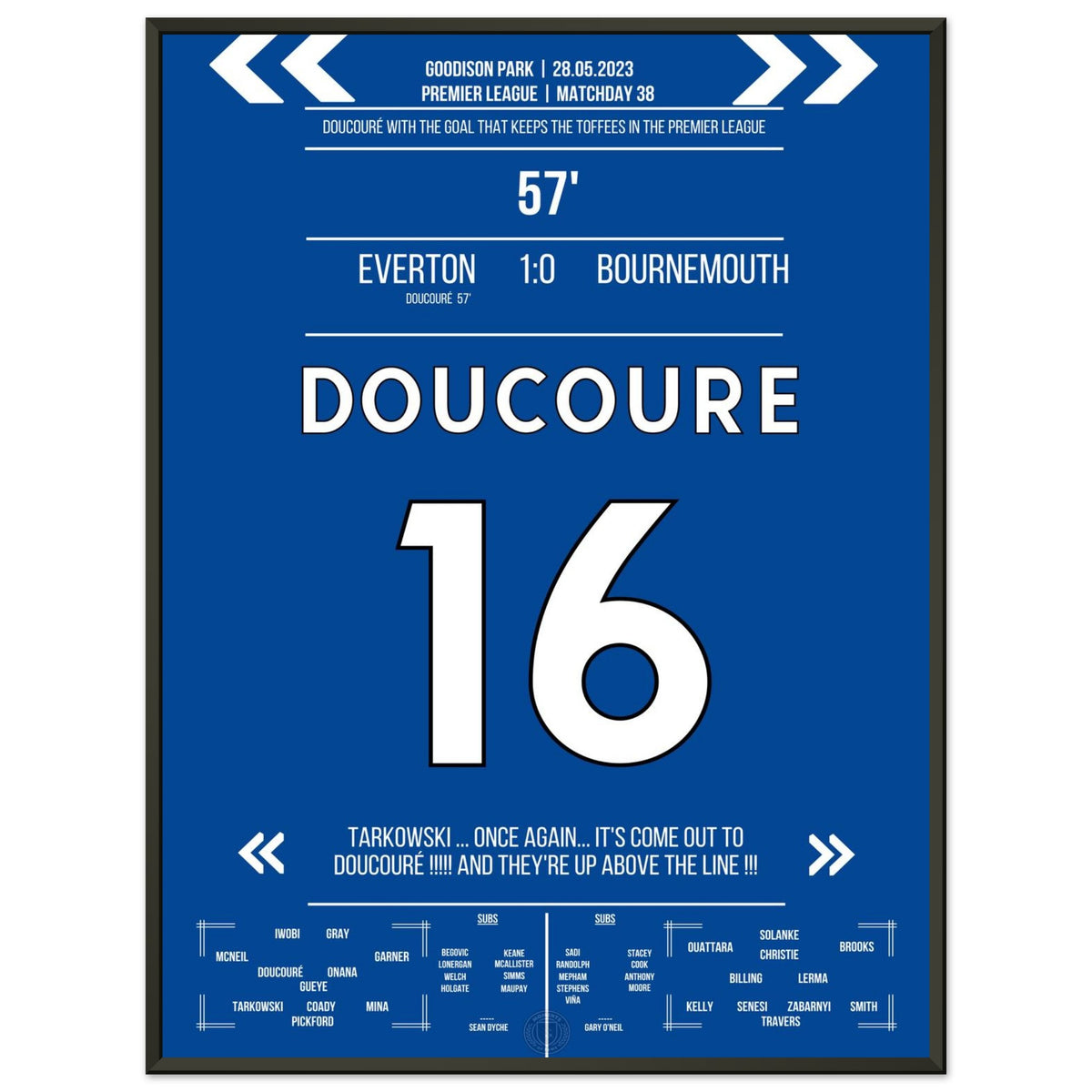 Le coup de marteau de Doucouré sauve les Toffees de la relégation.