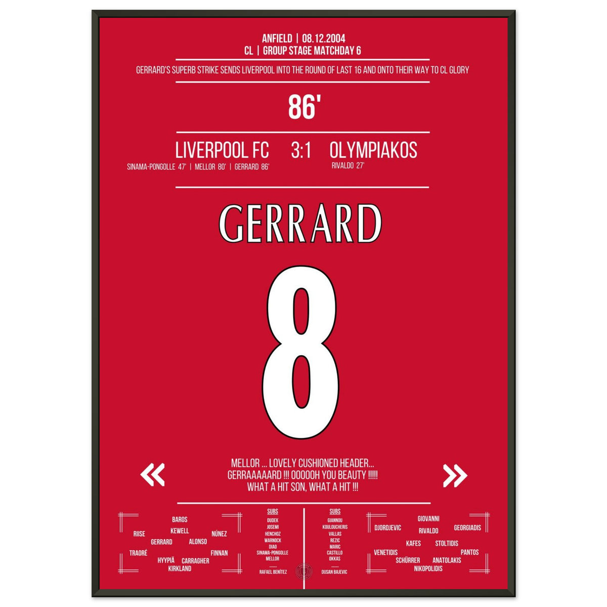 Le tir de Steven Gerrard contre l'Olympiacos 2004/05