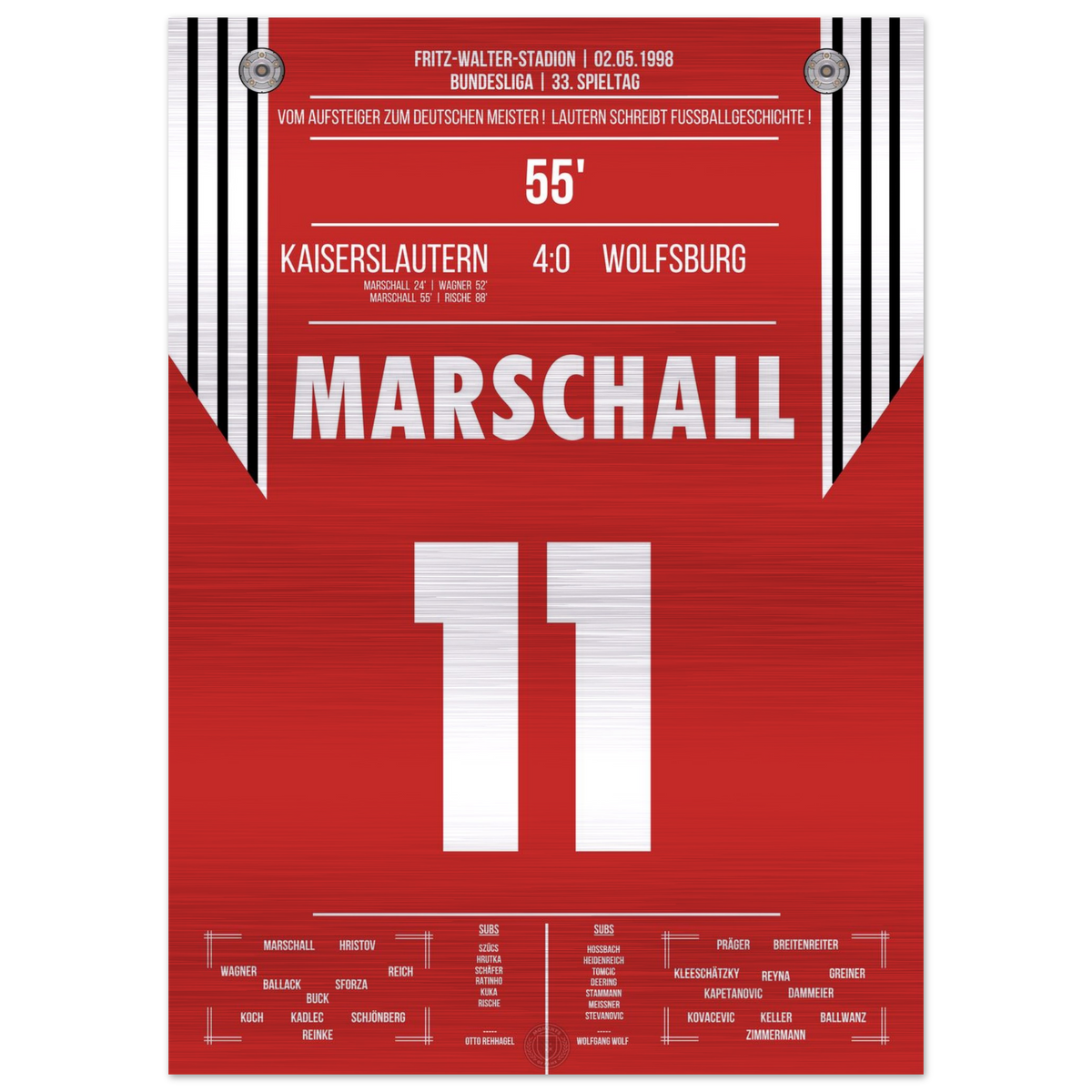 (Metal Print) From Underdog to German Champion - Lautern's Sensational Championship Victory