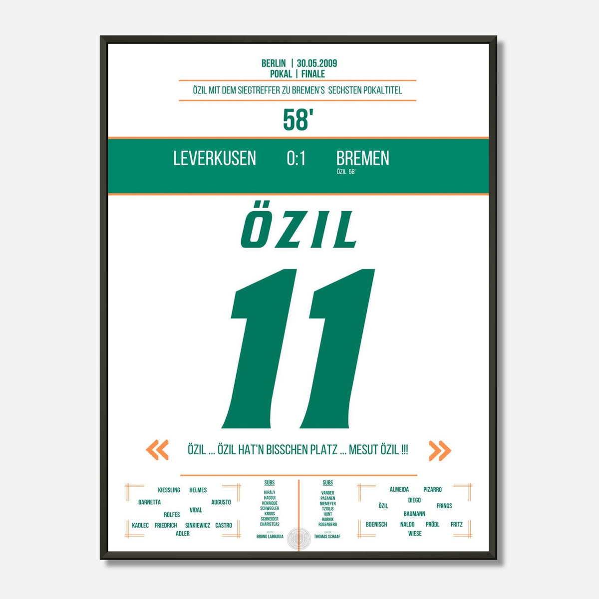 Özil's winning goal in Bremen's 2009 cup victory