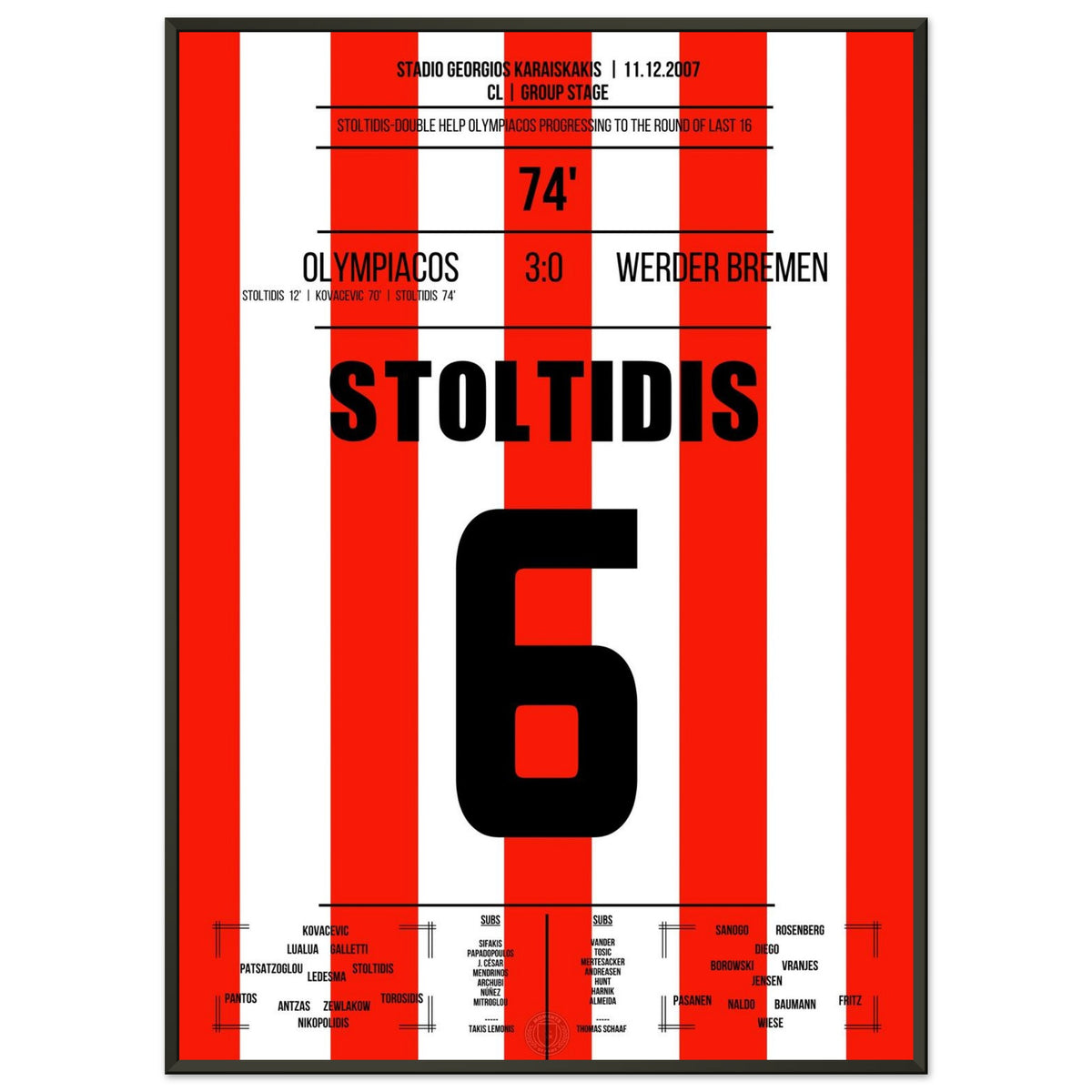 Stoltidis marque deux fois et propulse l'Olympiakos en huitièmes de finale