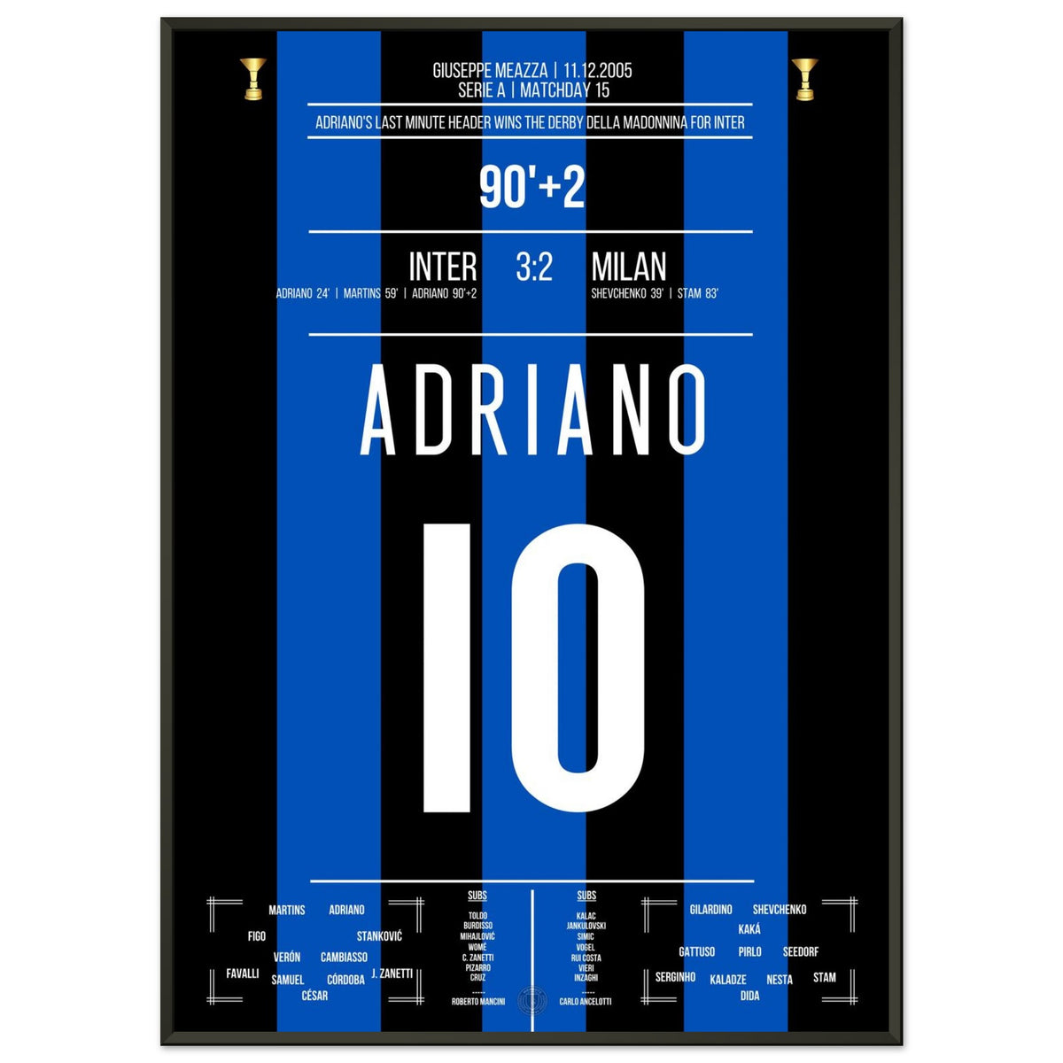 Adriano's winning goal in the final minute of the Derby Della Madonnina 2005