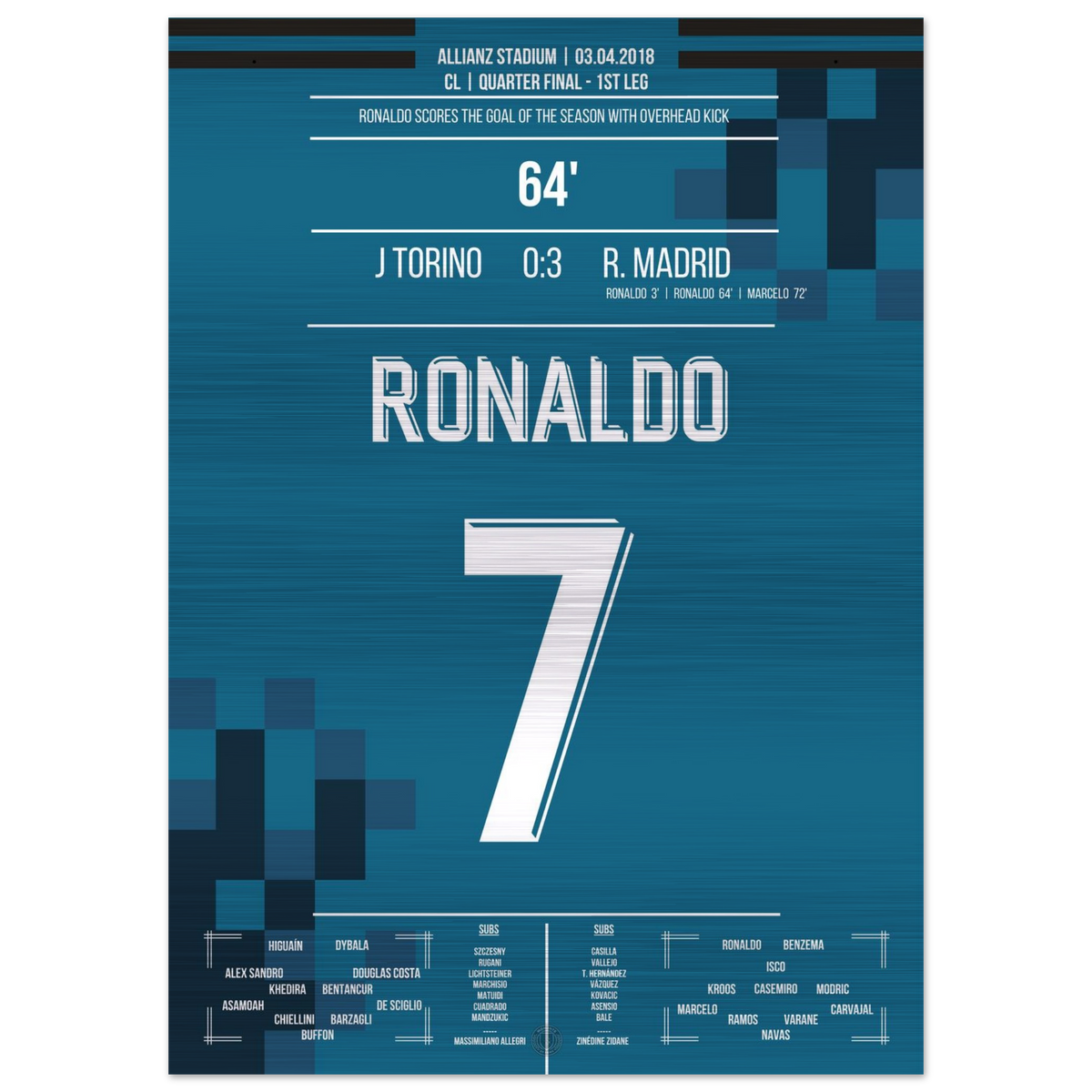 (Metal Print) Ronaldo's bicycle kick goal against Turin 2018