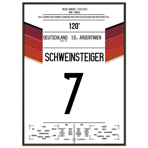 Schweinsteiger leads Germany, bleeding, to the World Championship title in 2014.