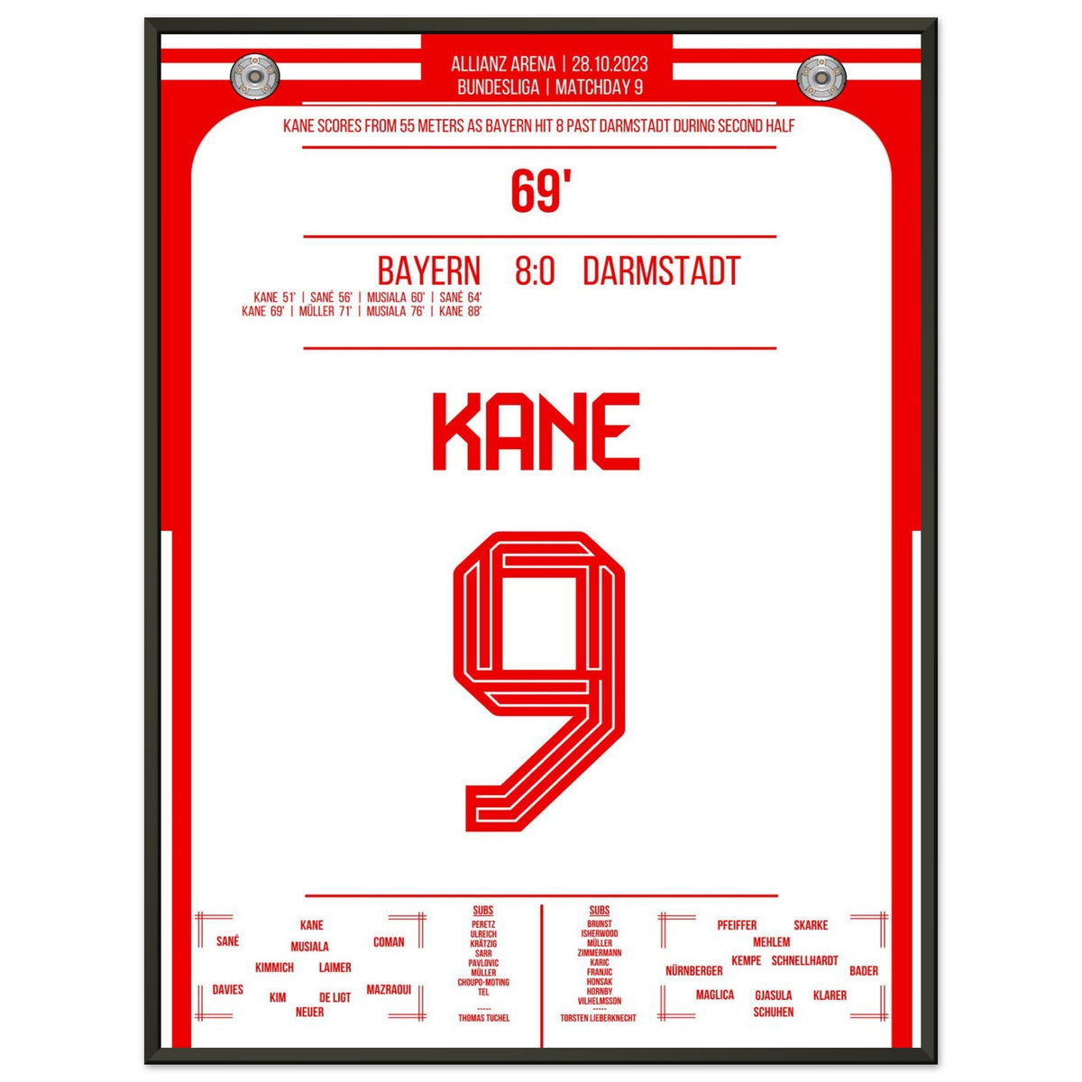 Kane's dream goal from 55 meters in the 8-0 victory against Darmstadt