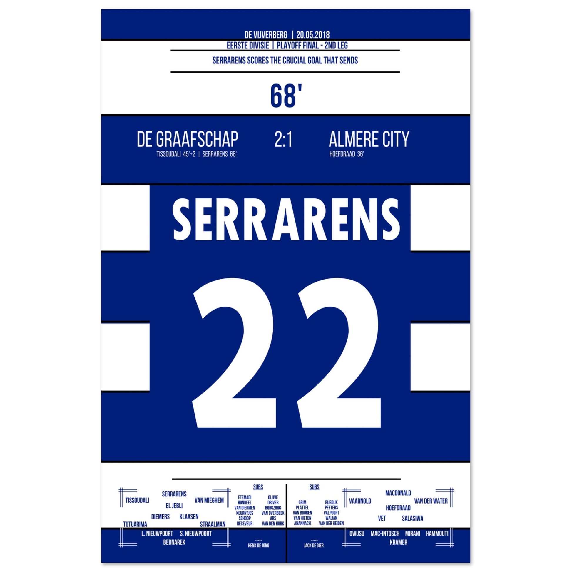 De Graafschap schafft den Aufstieg in die Eredivisie 2018 60x90-cm-24x36-Ohne-Rahmen