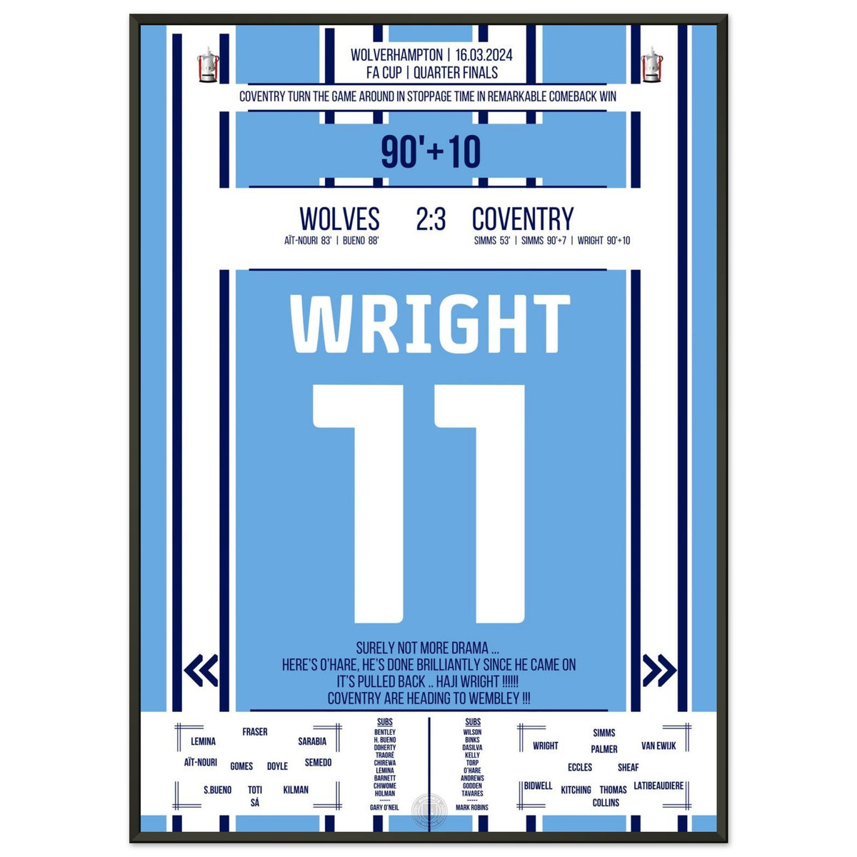 Haji Wright schießt Coventry in der Nachspielzeit nach Wembley