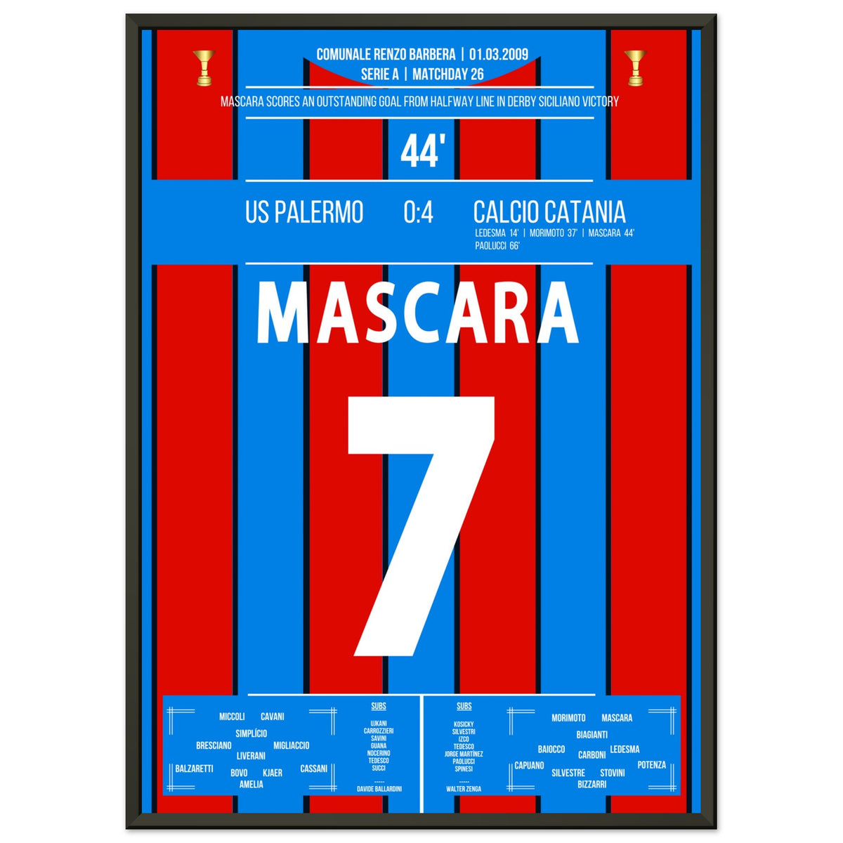 Mascara scores from the halfway line in Catania's furious derby victory.