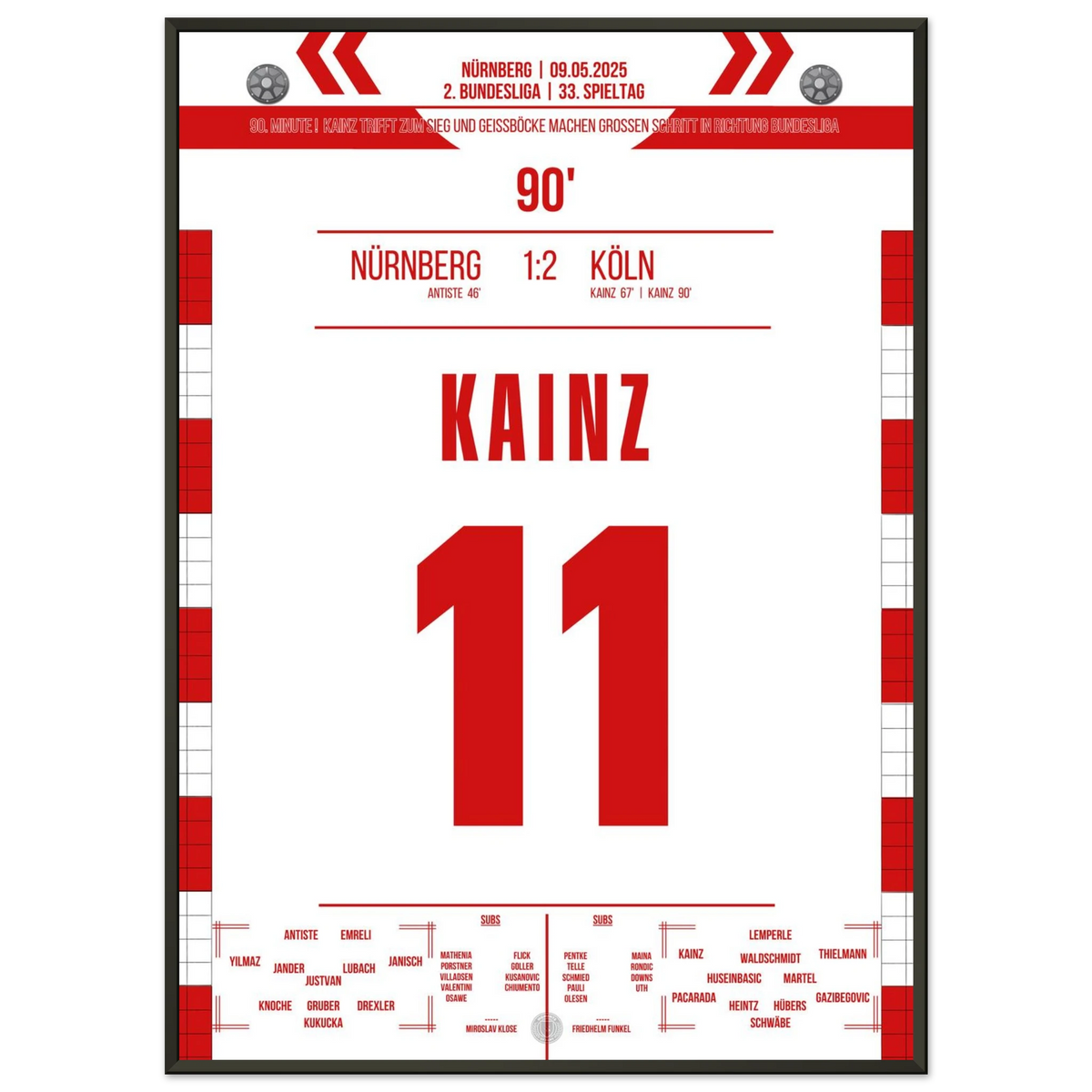 Kainz schnürt den Doppelpack in der 90. und bringt Köln in Richtung Aufstieg