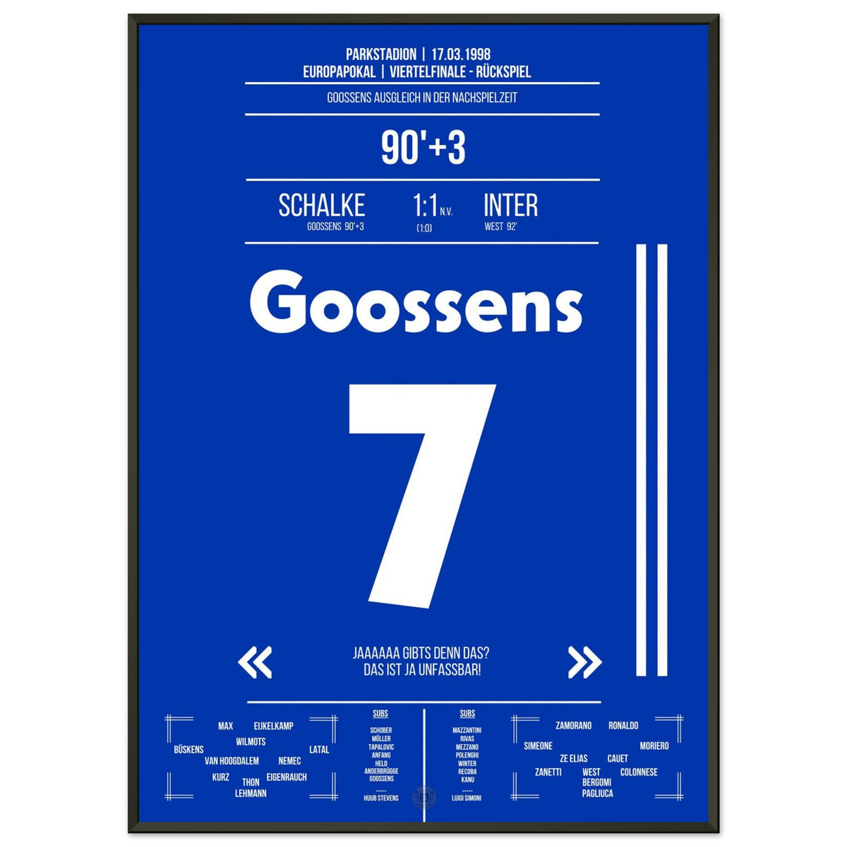 Goossens gol da sogno contro l'Inter 1998