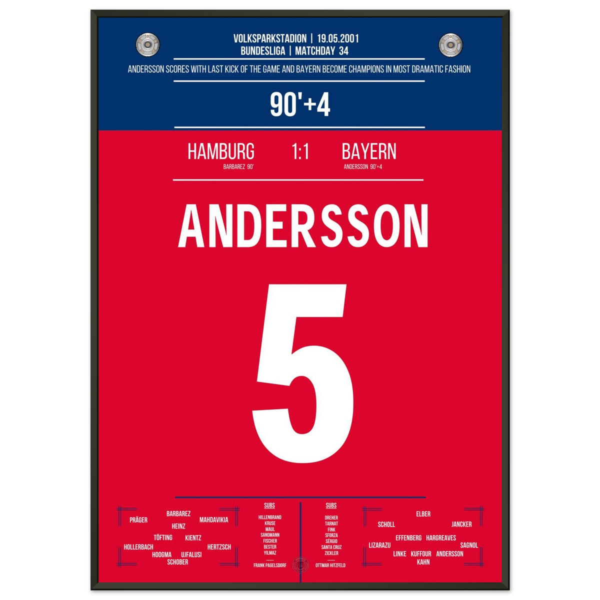 Le tir franc légendaire d'Andersson pour le titre de champion de dernière minute en 2001