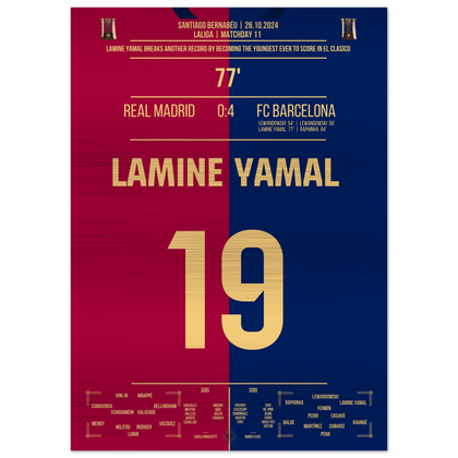 (Metal Print) Lamine Yamal bat le record et devient le plus jeune buteur de l'histoire du "El Clasico"