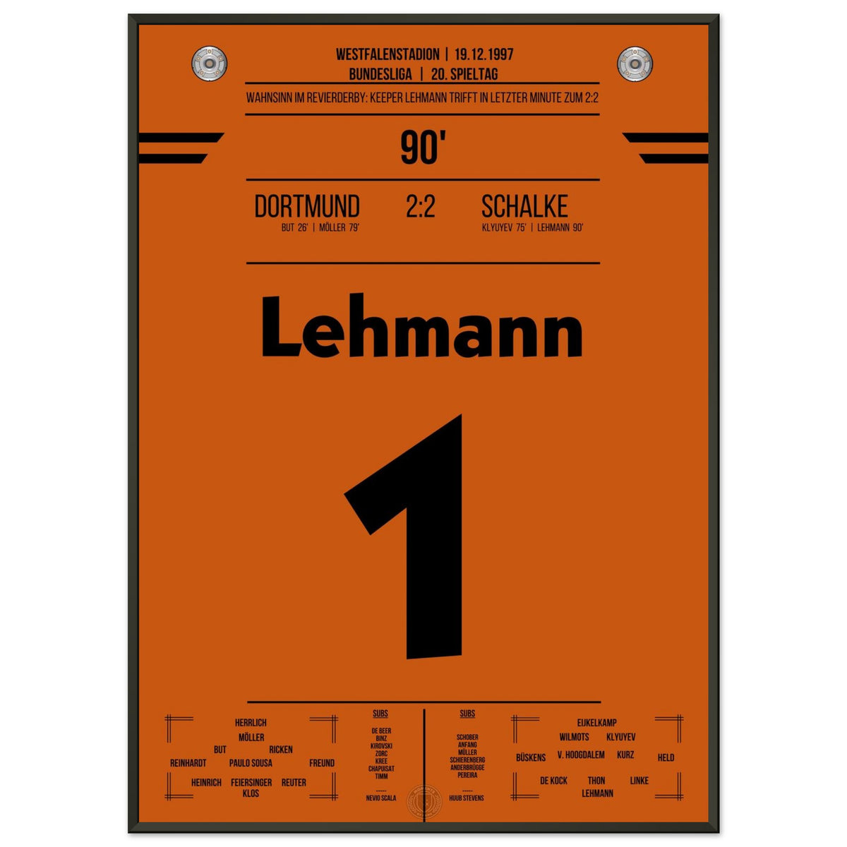 Lehmann scrive la storia della Bundesliga con il pareggio all'ultimo minuto nel Revierderby del 1997.