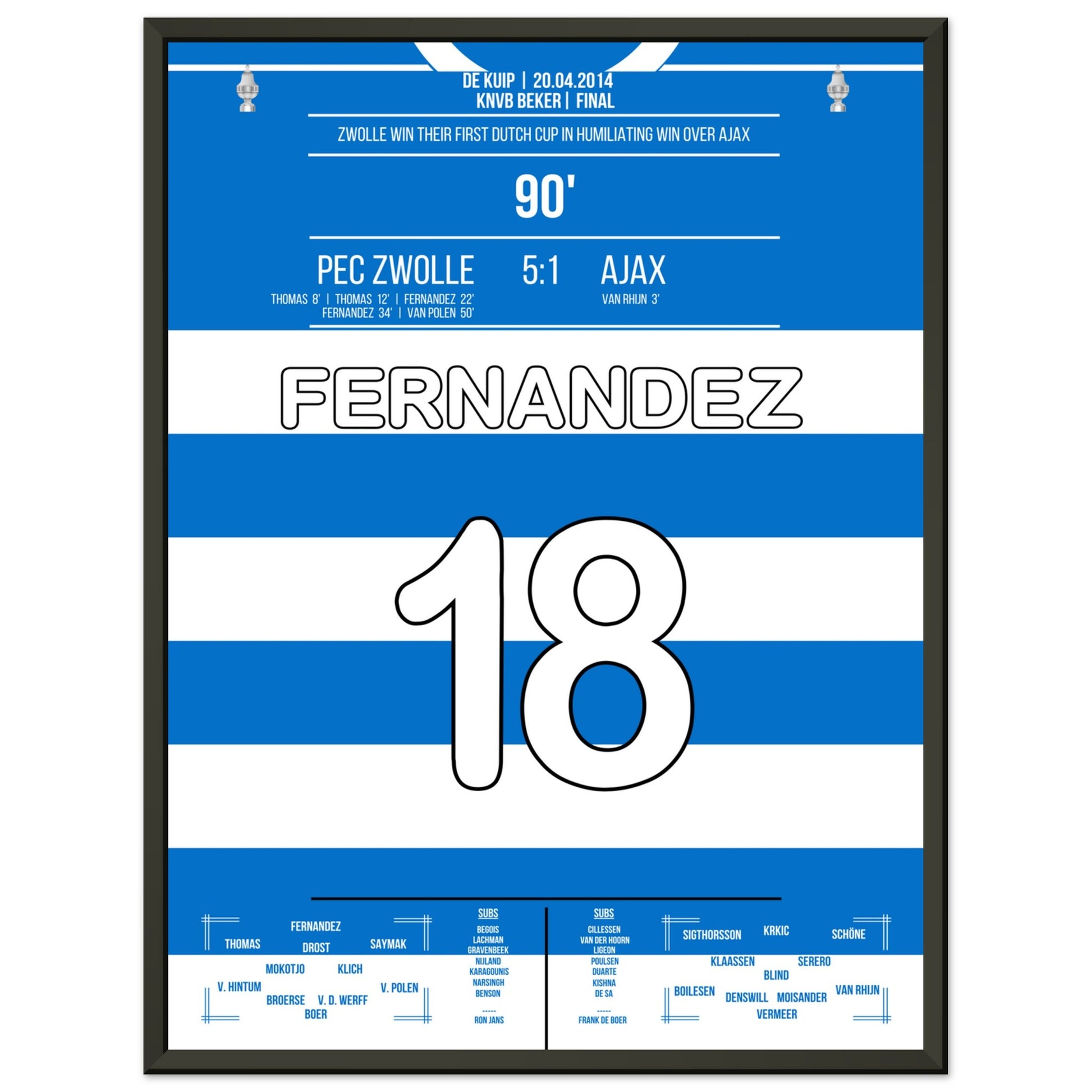 Zwolle's erster Pokalgewinn in 2014 45x60-cm-18x24-Schwarzer-Aluminiumrahmen