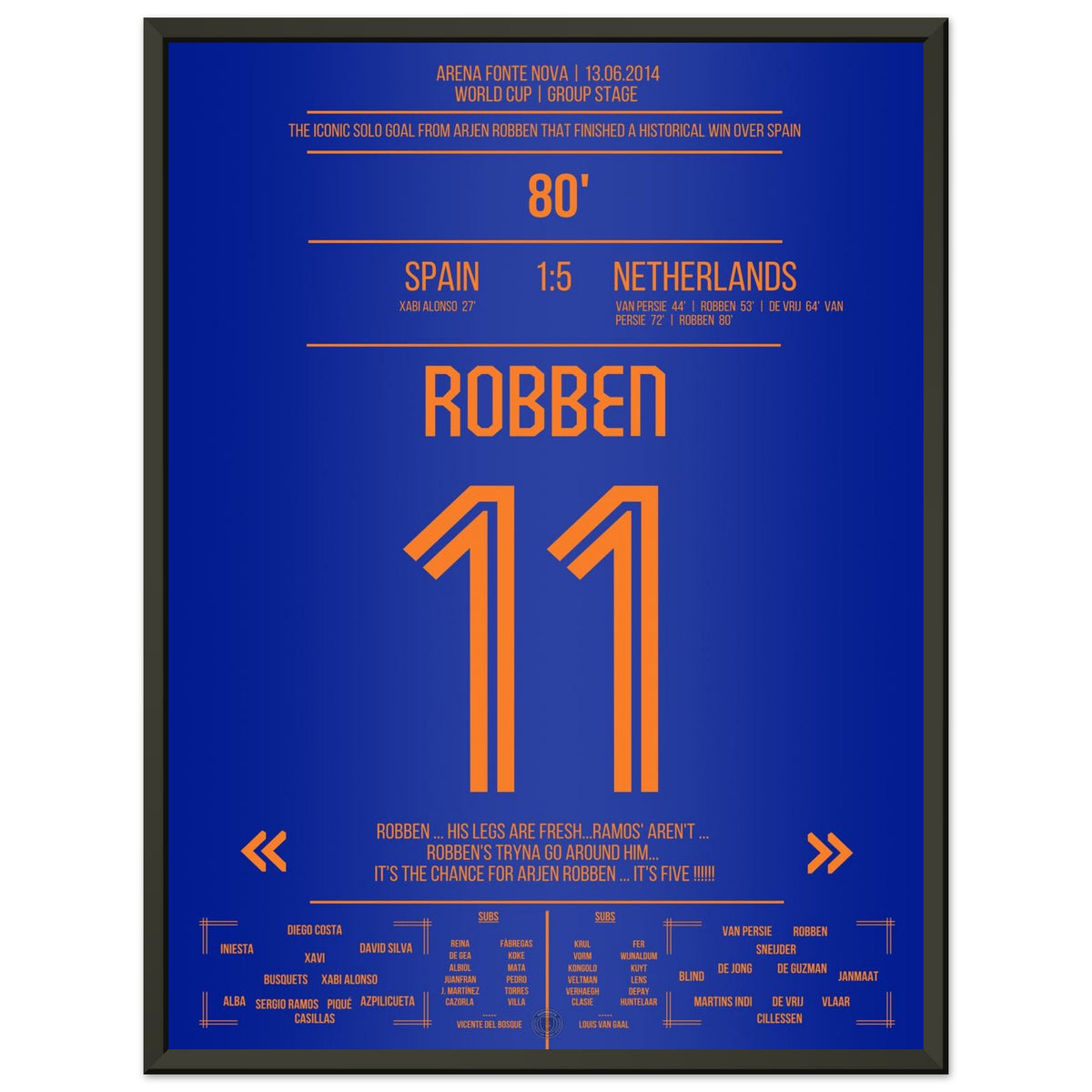 Il gol in solitaria di Robben contro la Spagna ai Mondiali 2014
