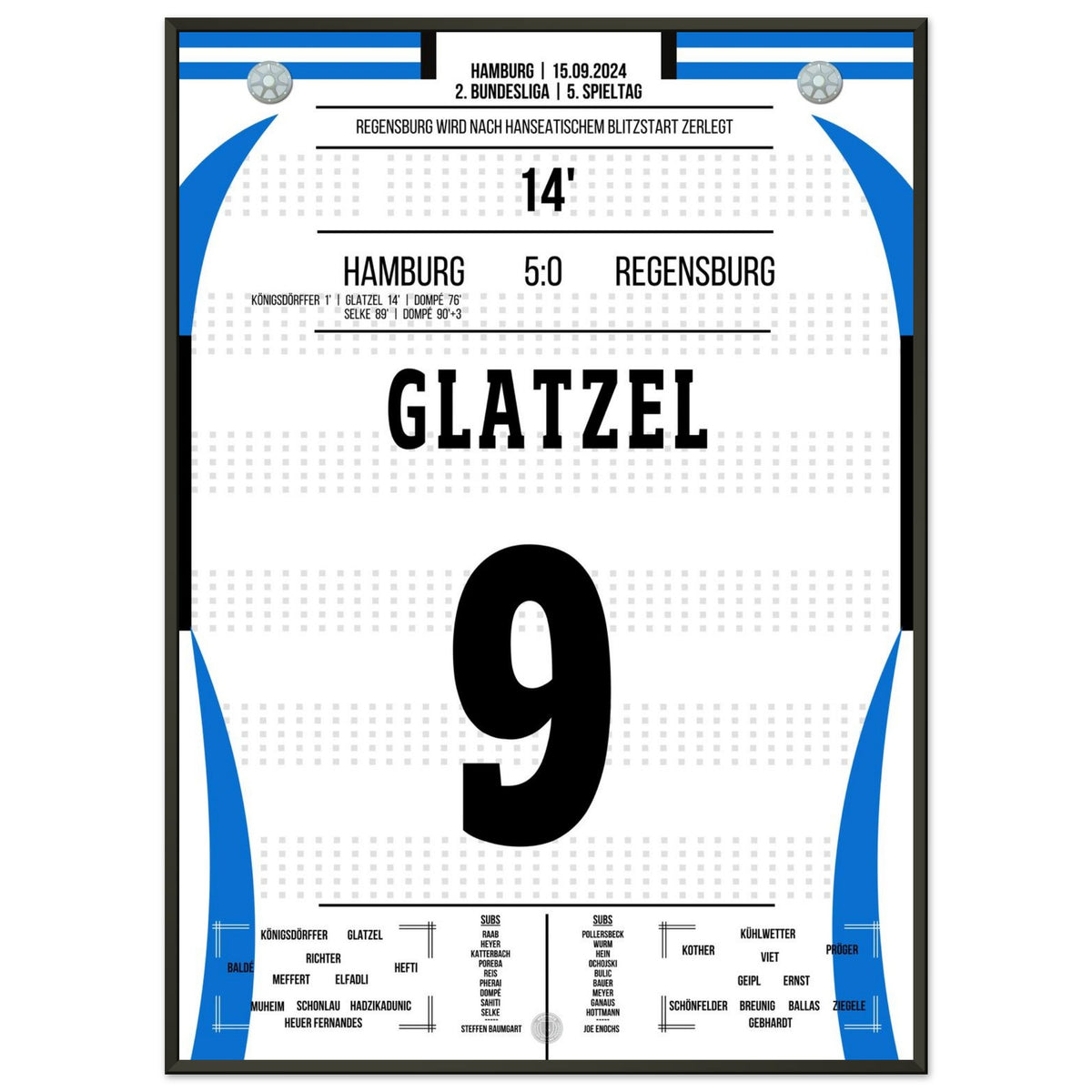 Glatzel trifft bei Hamburger Kantersieg gegen Regensburg