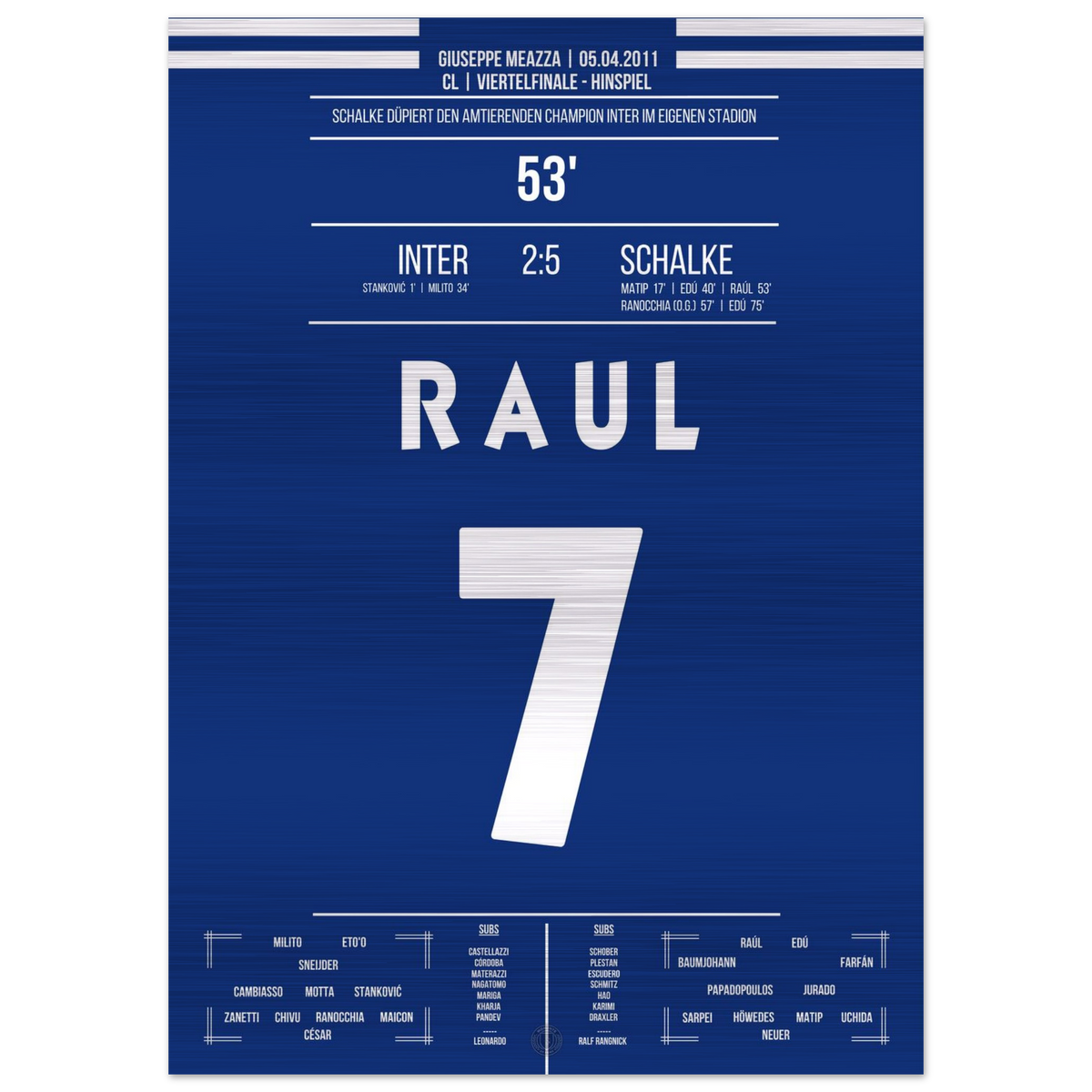 (Metal Print) Raul-Show bei Gala-Sieg bei Titelverteidiger Inter im CL Viertelfinale 2011