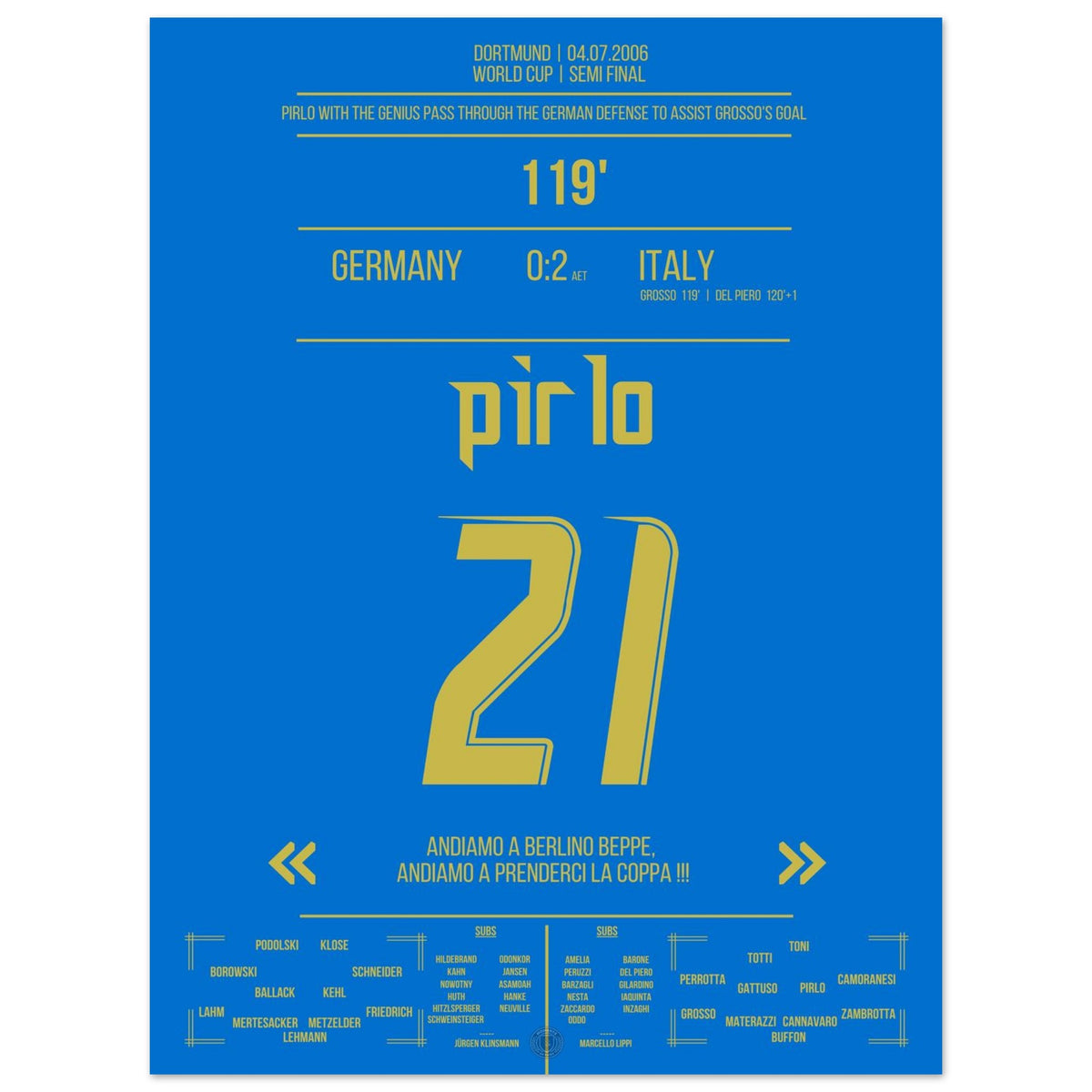 Le passe de rêve d'Pirlo à travers la défense allemande pour le 1:0 par Grosso