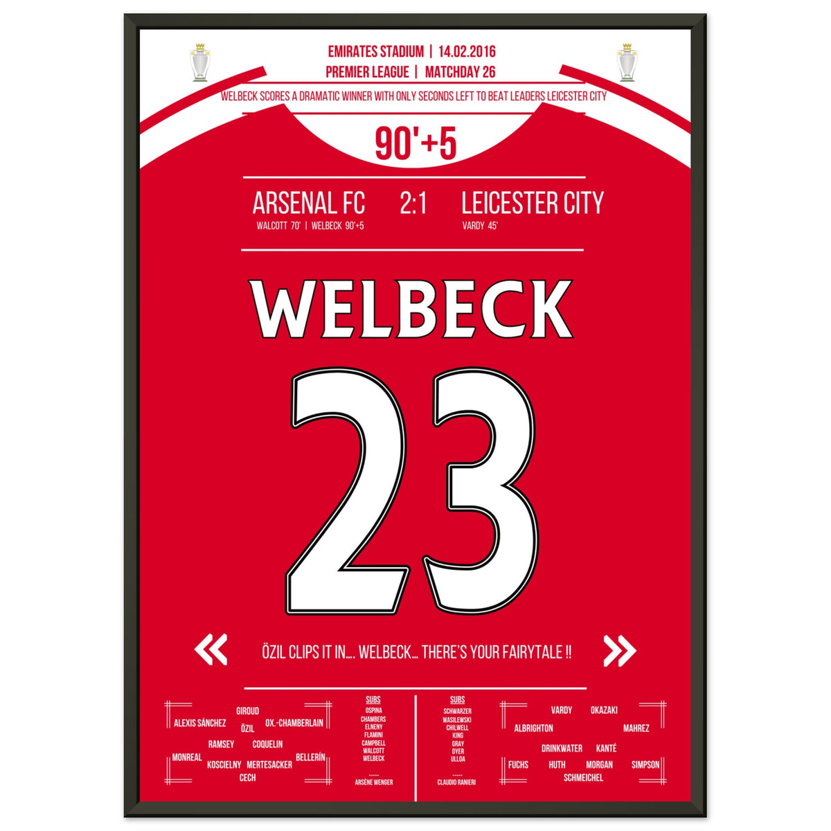 Il gol decisivo di Welbeck all'ultimo secondo contro il Leicester nel 2016