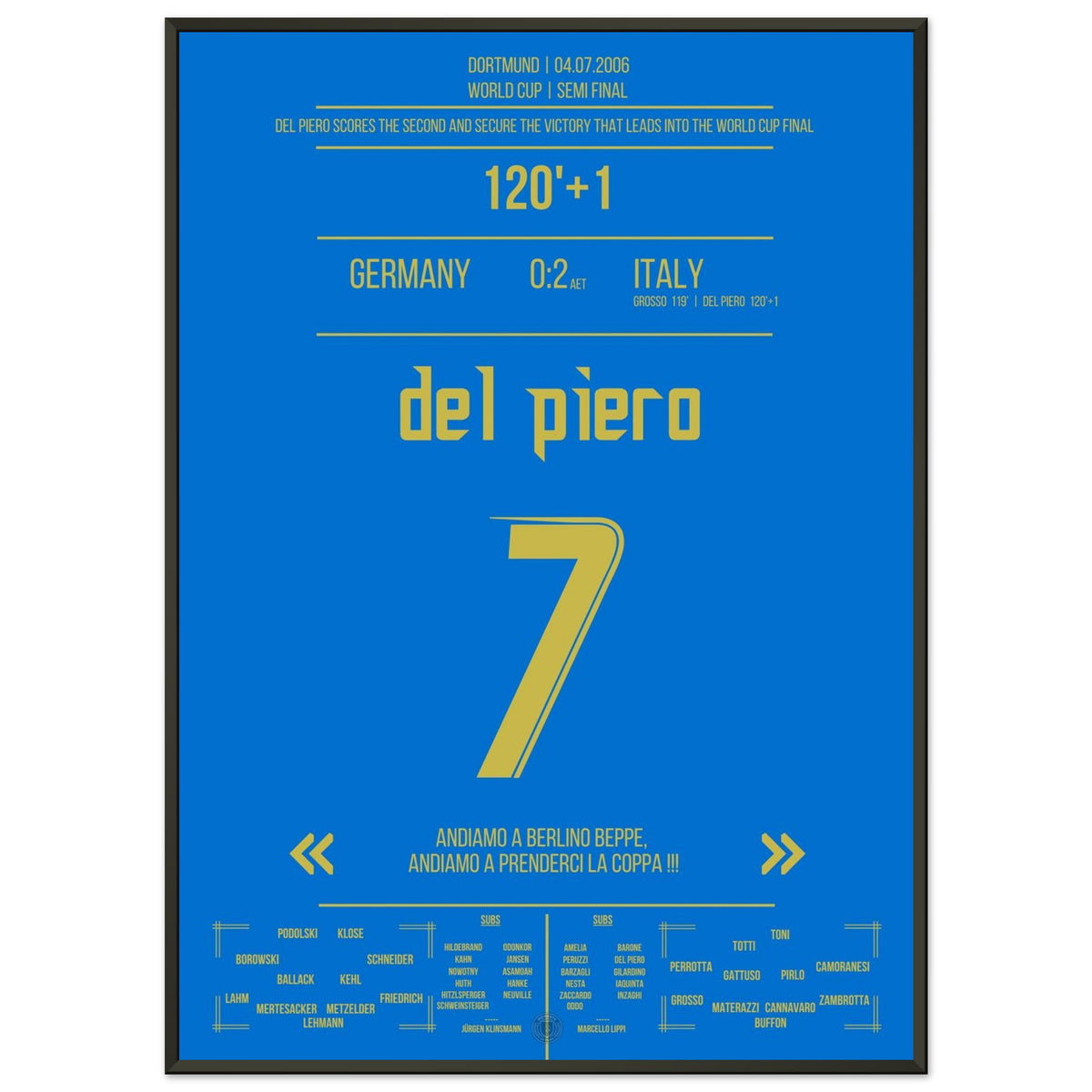 Del Piero sends Italy to the 2006 World Cup final against host Germany