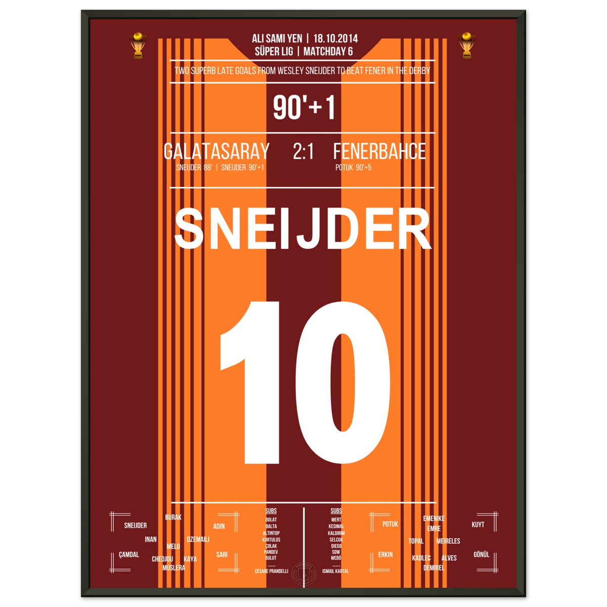 Sneijder decides the derby against Fener with two dream goals in 2014
