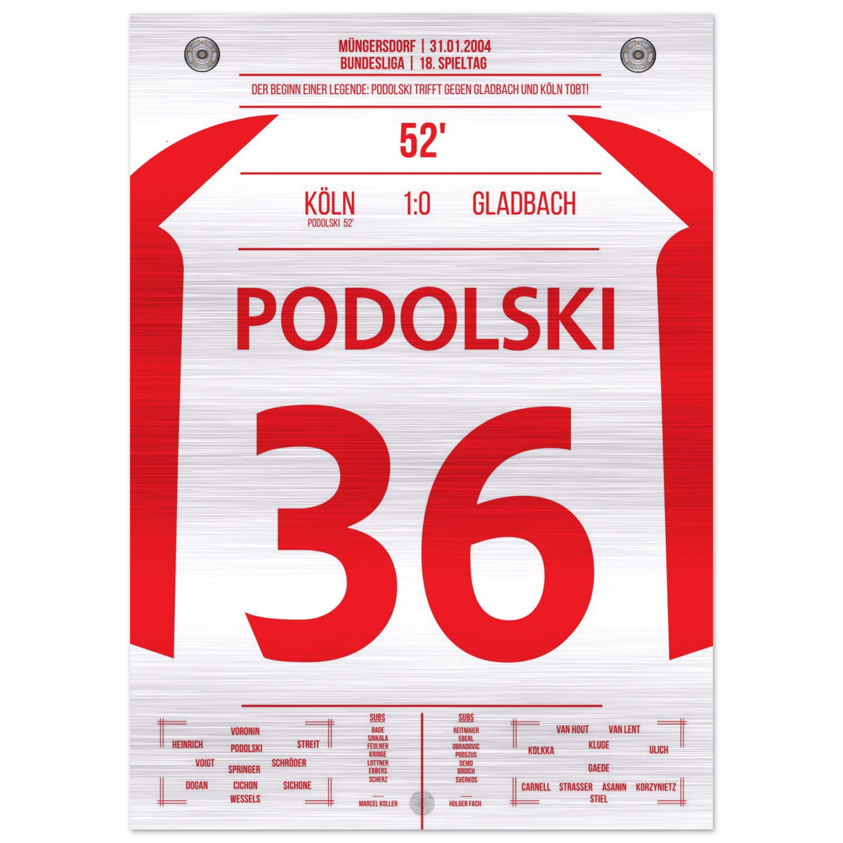 (Metal Print) Podolski the match-winner in the derby as Cologne claims first victory over Gladbach in 6 years