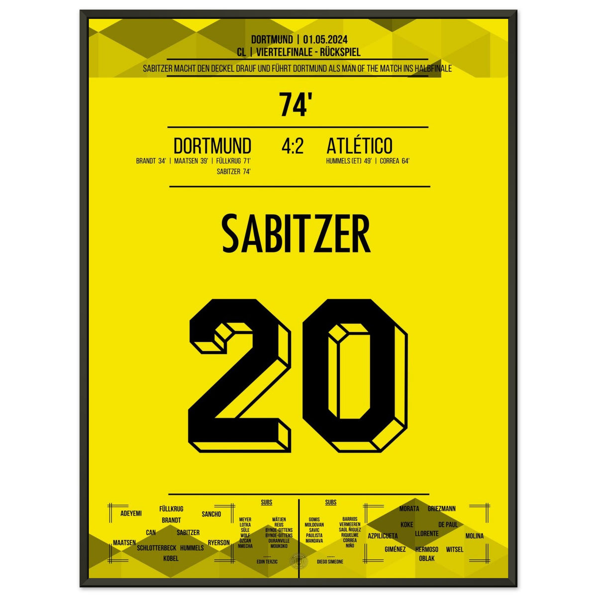 Sabitzer Man Of The Match et Dortmund accèdent aux demi-finales de CL